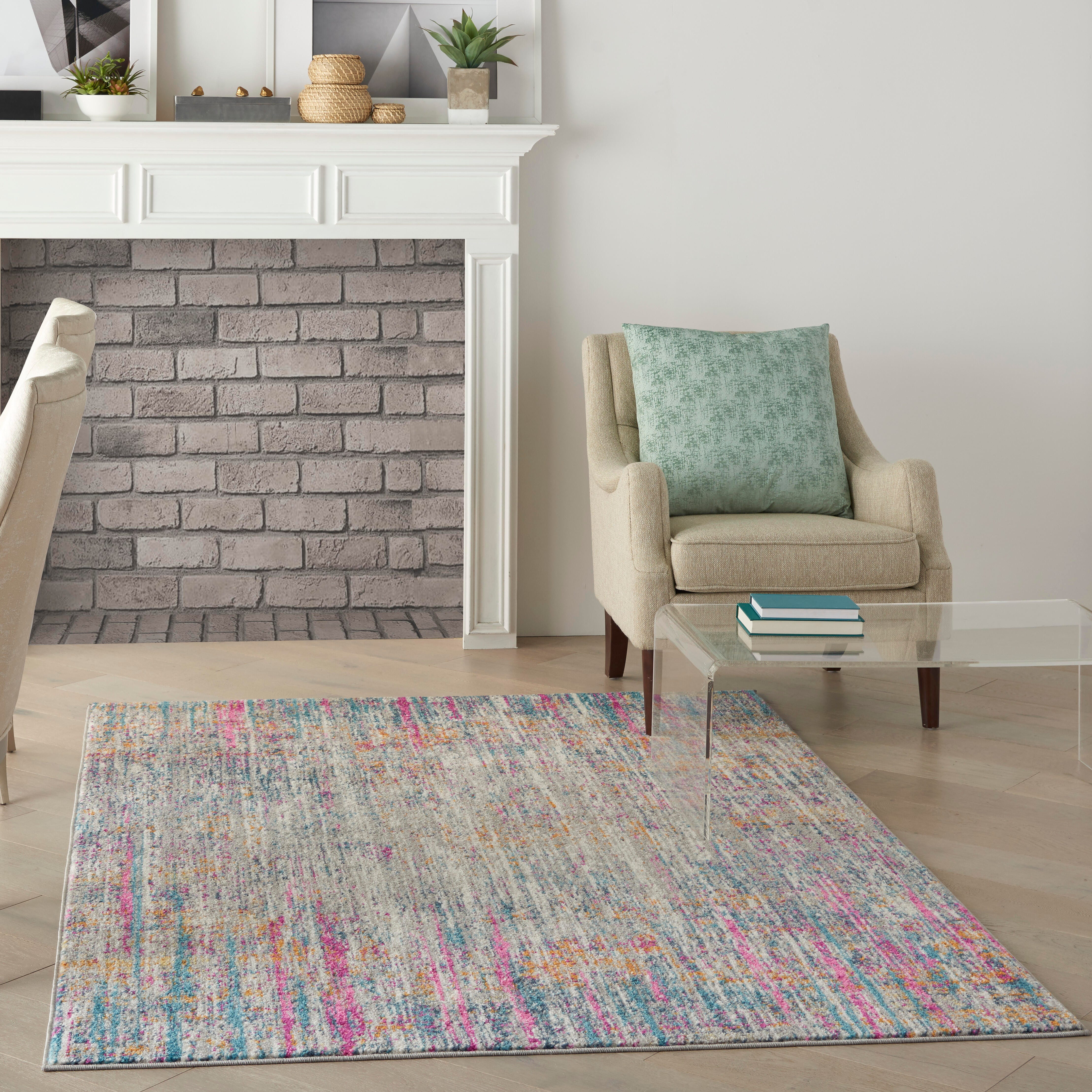 Nourison Nourison Passion 3'9" x 5'9" Ivory/Multi Modern Indoor Rug, Ivory/Multi, large