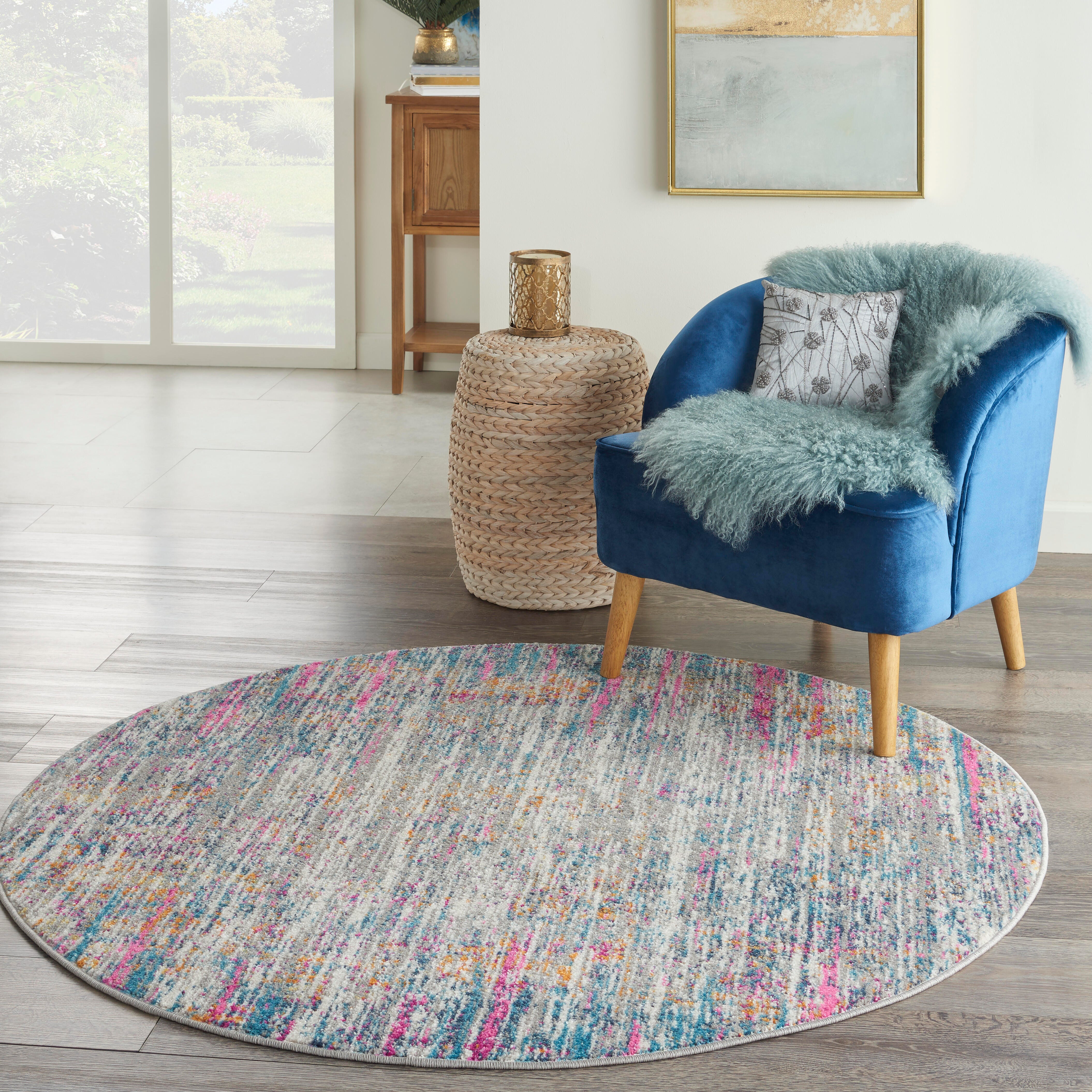 Nourison Nourison Passion 4' x round Ivory/Multi Modern Indoor Rug, Ivory/Multi, large