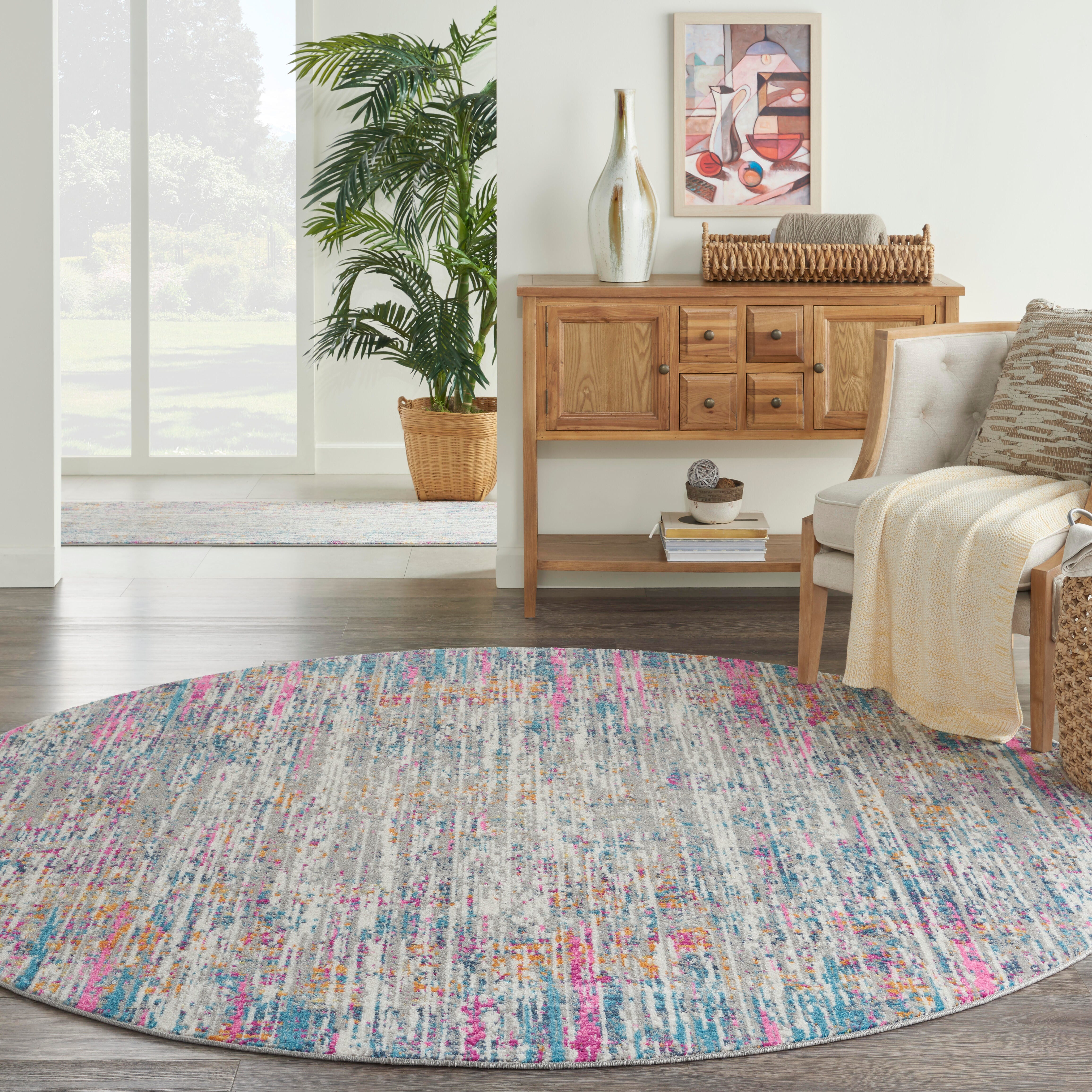 Nourison Nourison Passion 8' x ROUND Ivory/Multi Modern Indoor Rug, Ivory/Multi, rollover