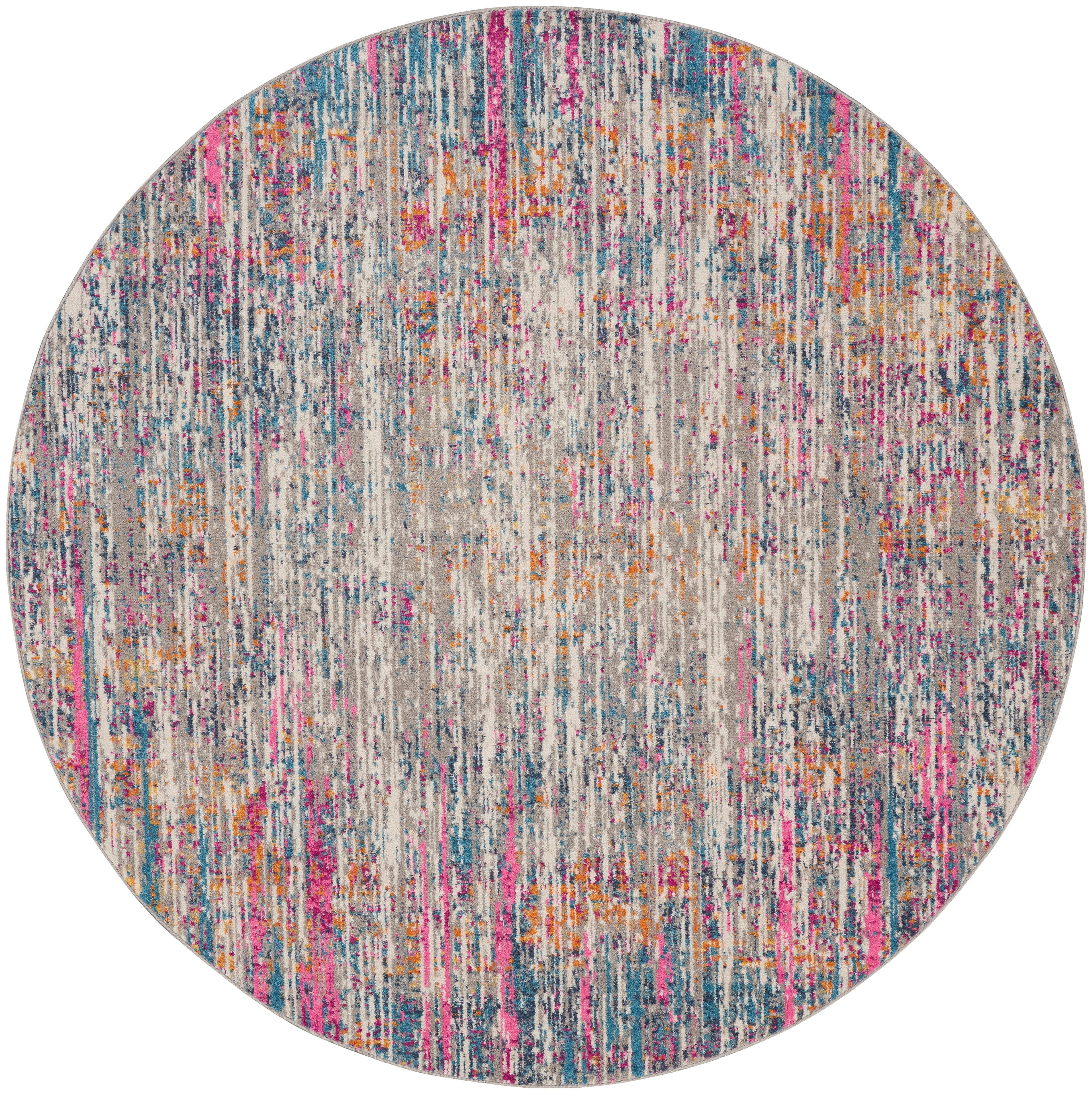 Nourison Nourison Passion 8' x ROUND Ivory/Multi Modern Indoor Rug, Ivory/Multi, large