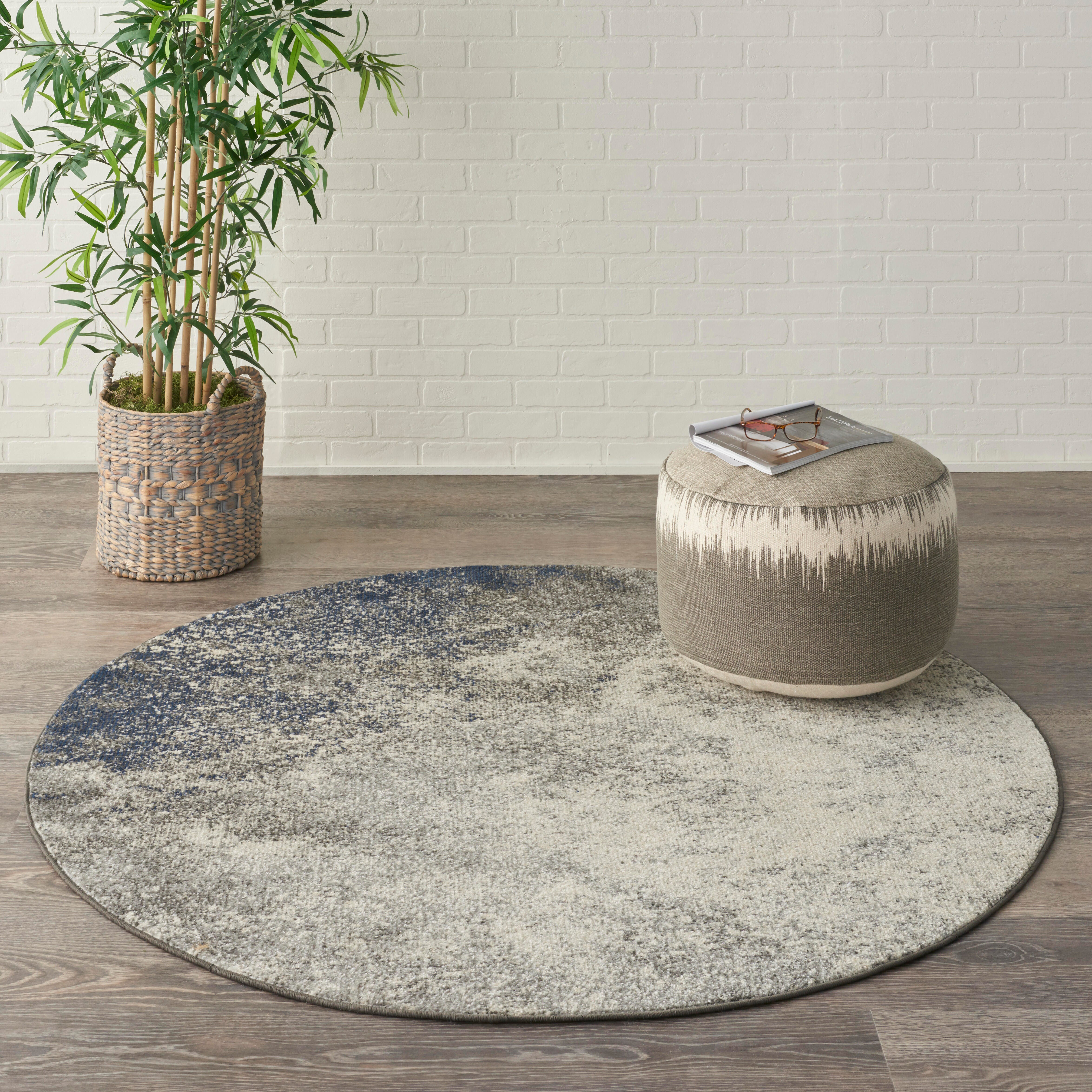 Nourison Home Nourison Passion 4' x ROUND Charcoal Ivory Modern Indoor Rug, Charcoal/Ivory, rollover