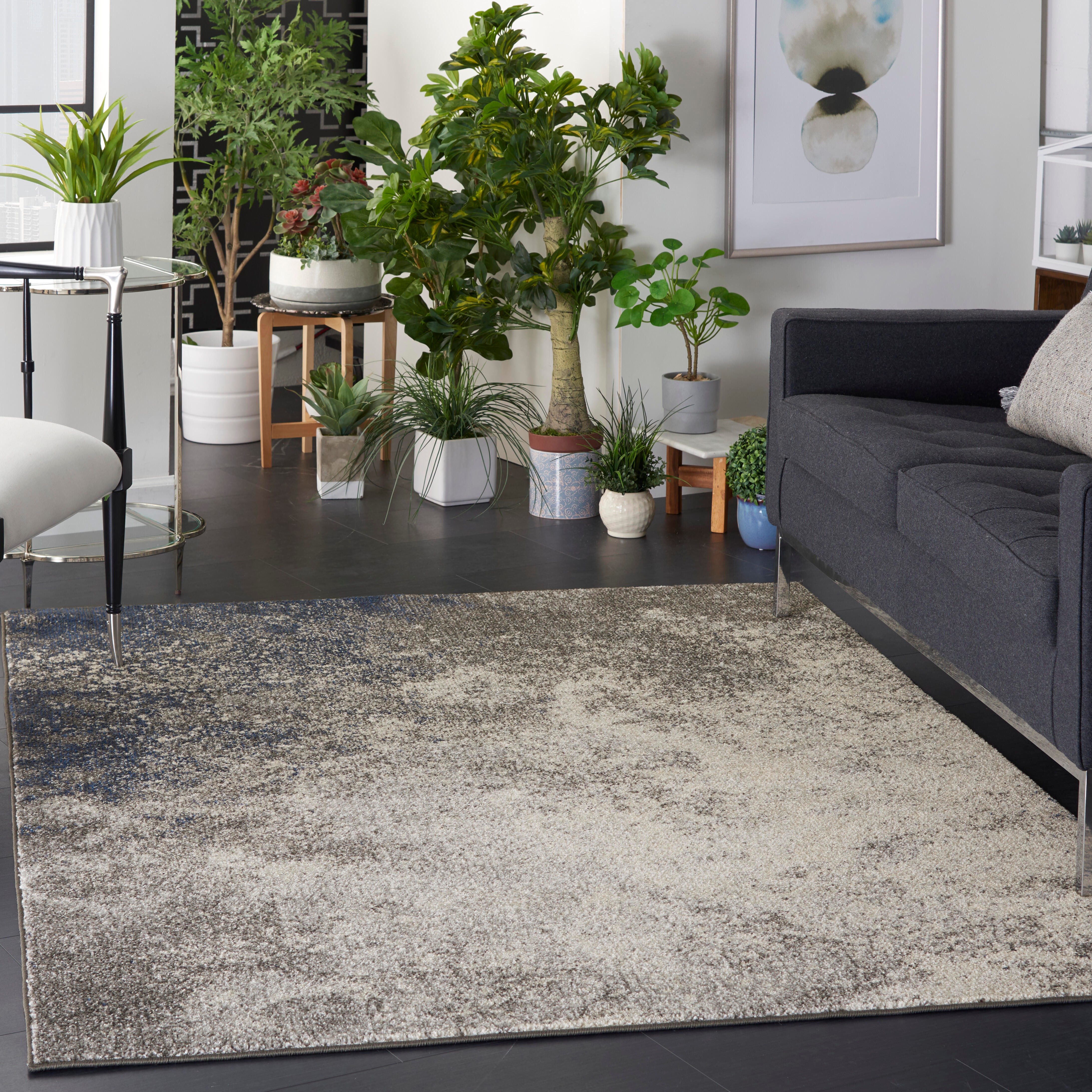 Nourison Home Nourison Passion 5'3" x 7'3" Charcoal Ivory Modern Indoor Rug, Charcoal/Ivory, large