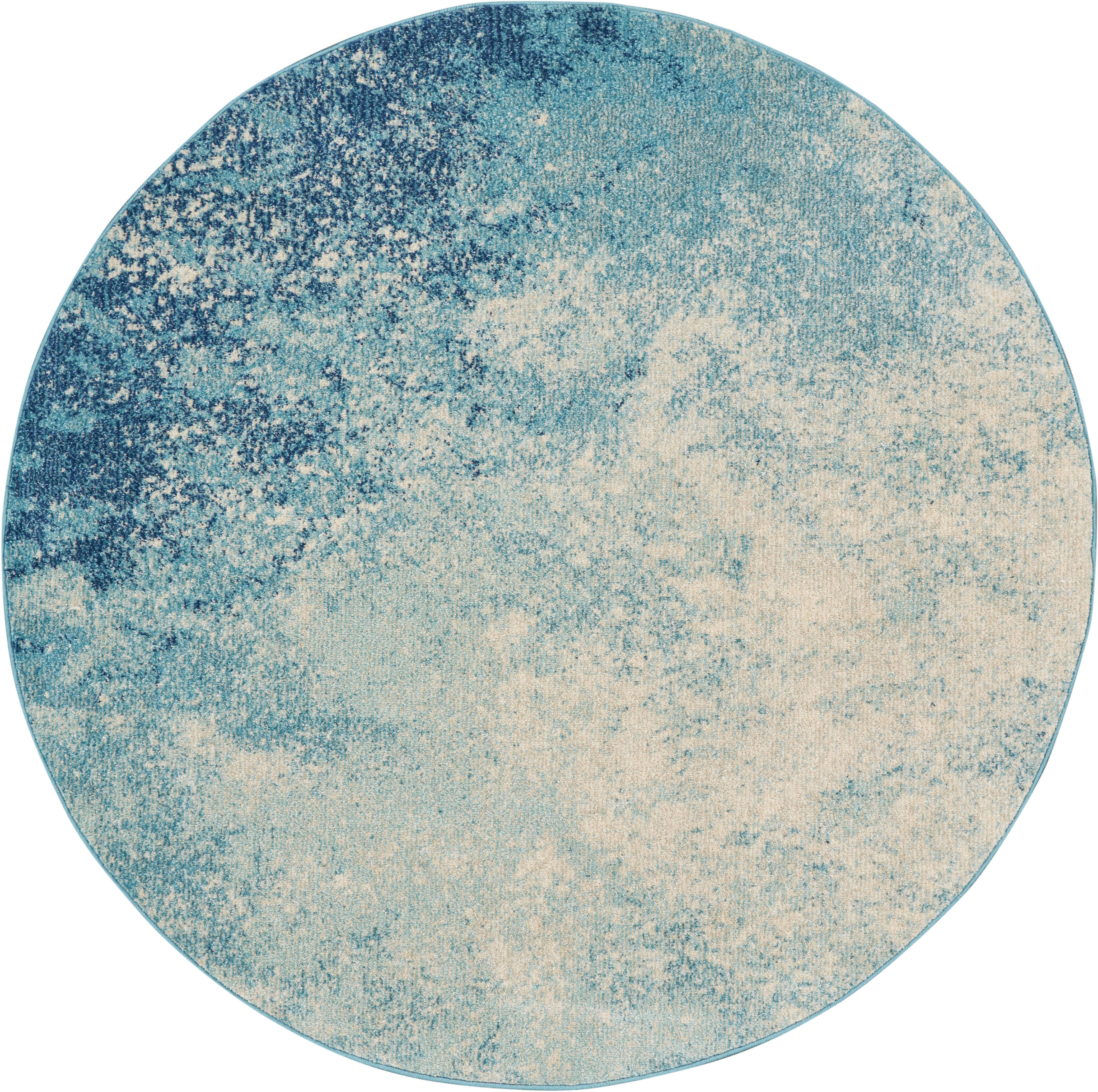 Nourison Home Nourison Passion 5'3" x ROUND Navy Light Blue Modern Indoor Rug, Navy/Light Blue, large