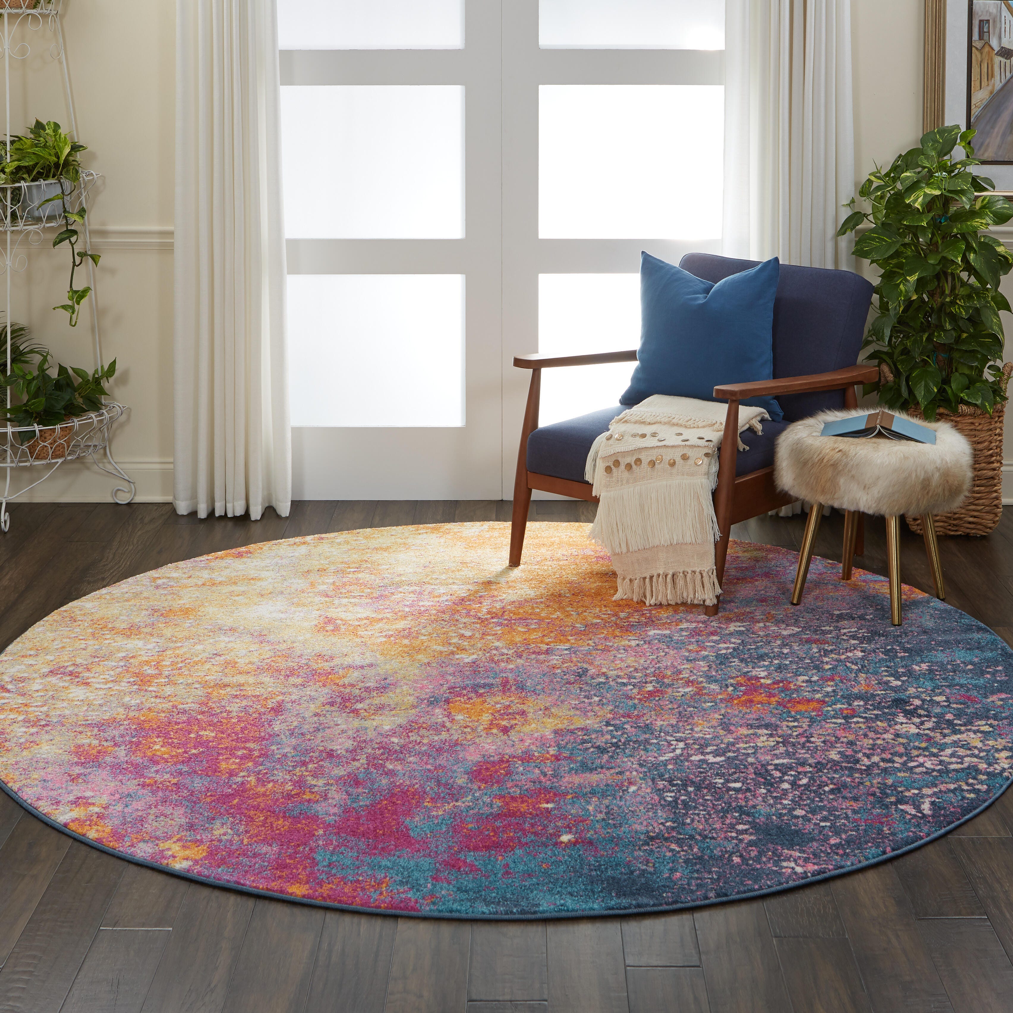 Nourison Home Nourison Passion 8' x ROUND Sunburst Modern Indoor Rug, Sunburst, rollover