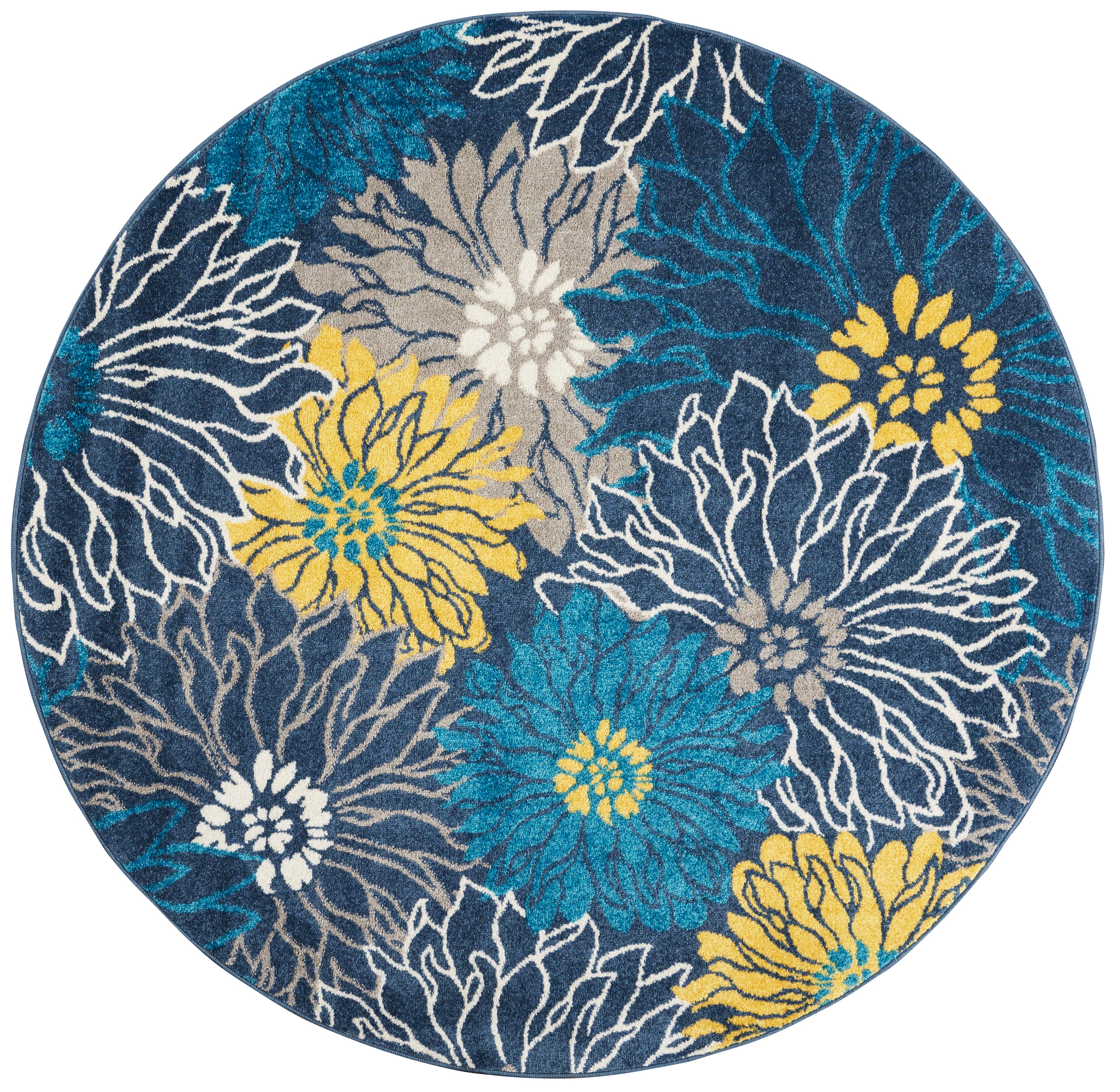 Nourison Nourison Passion 4' x ROUND Blue Contemporary Indoor Rug, Blue, large