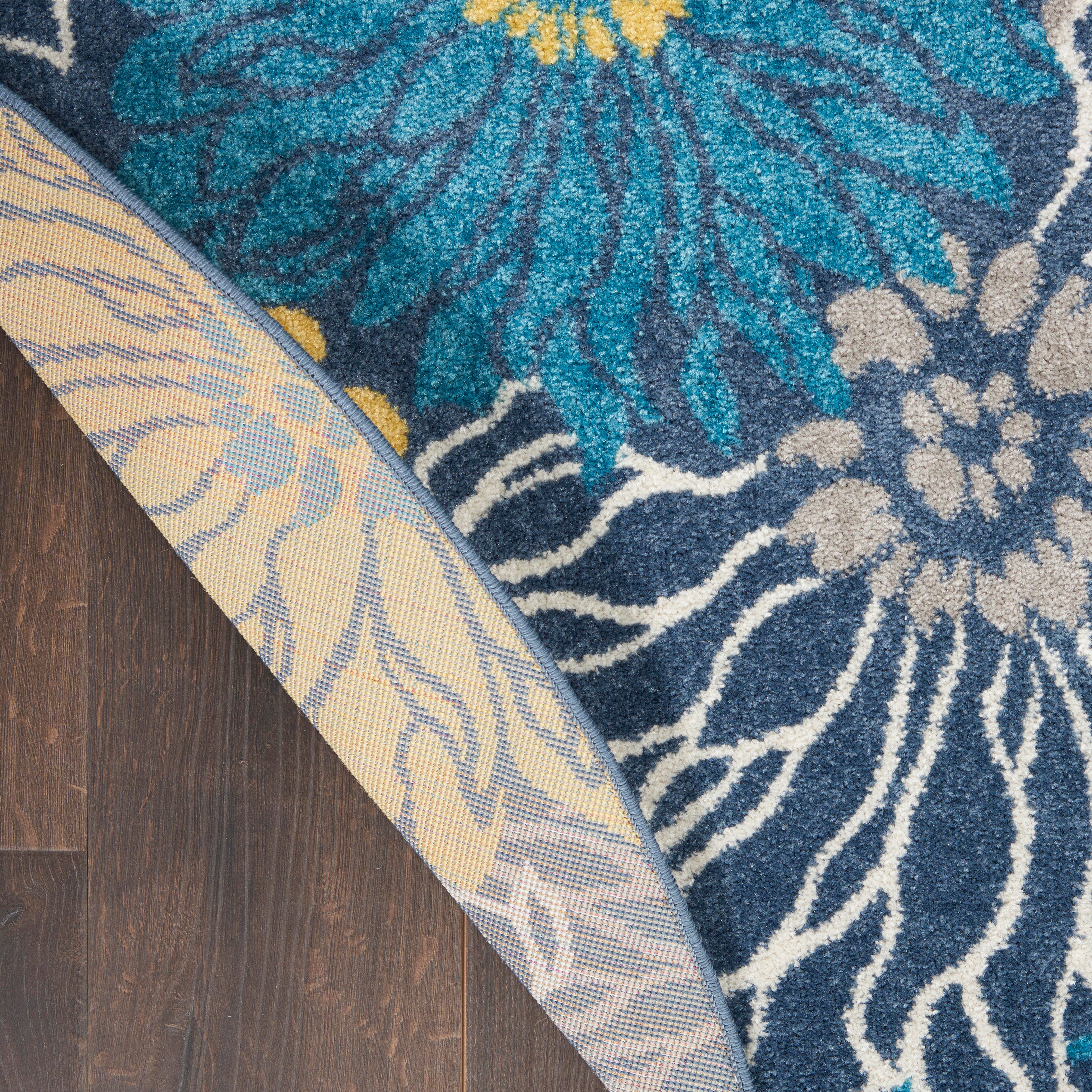 Nourison Nourison Passion 4' x ROUND Blue Contemporary Indoor Rug, Blue, large