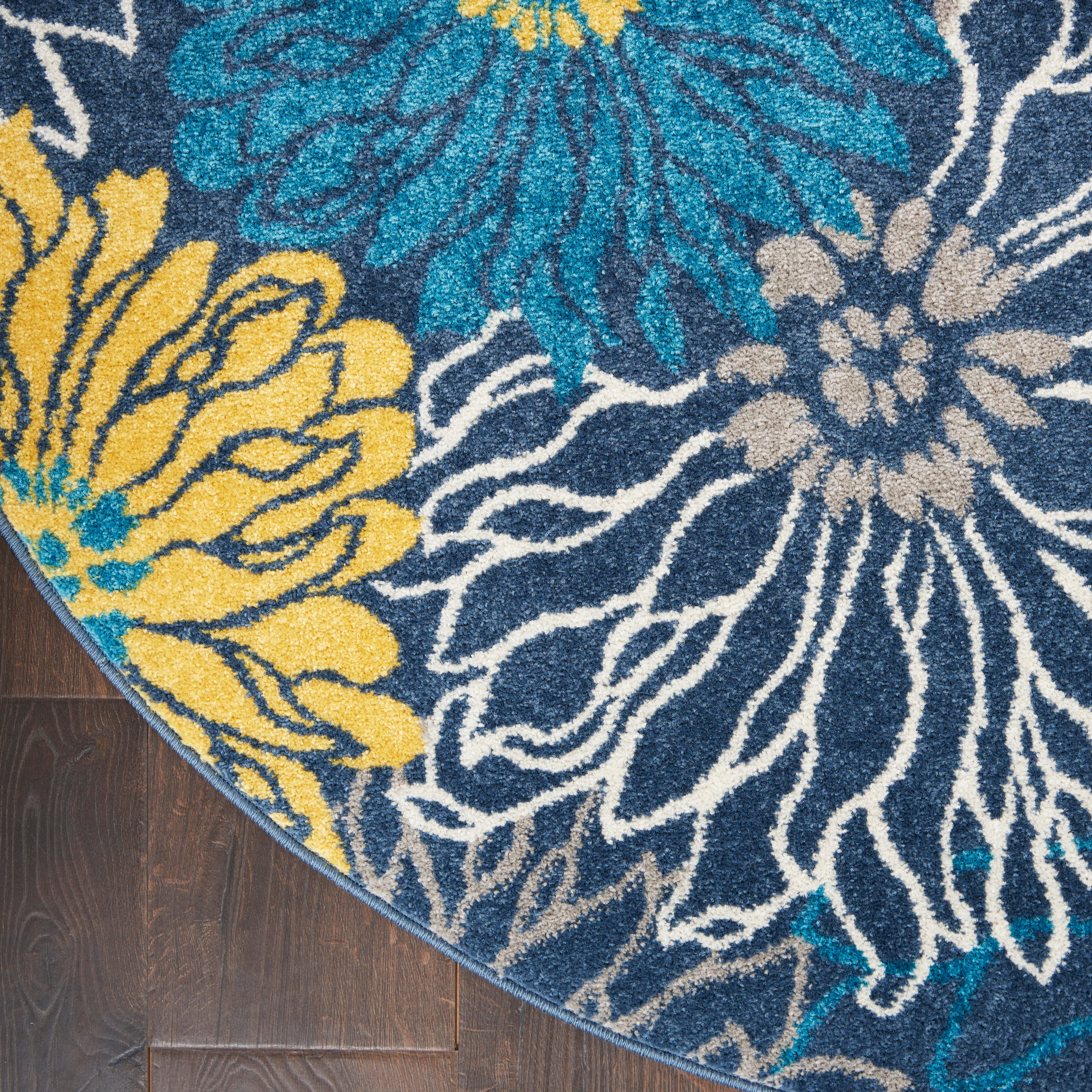 Nourison Nourison Passion 4' x ROUND Blue Contemporary Indoor Rug, Blue, large