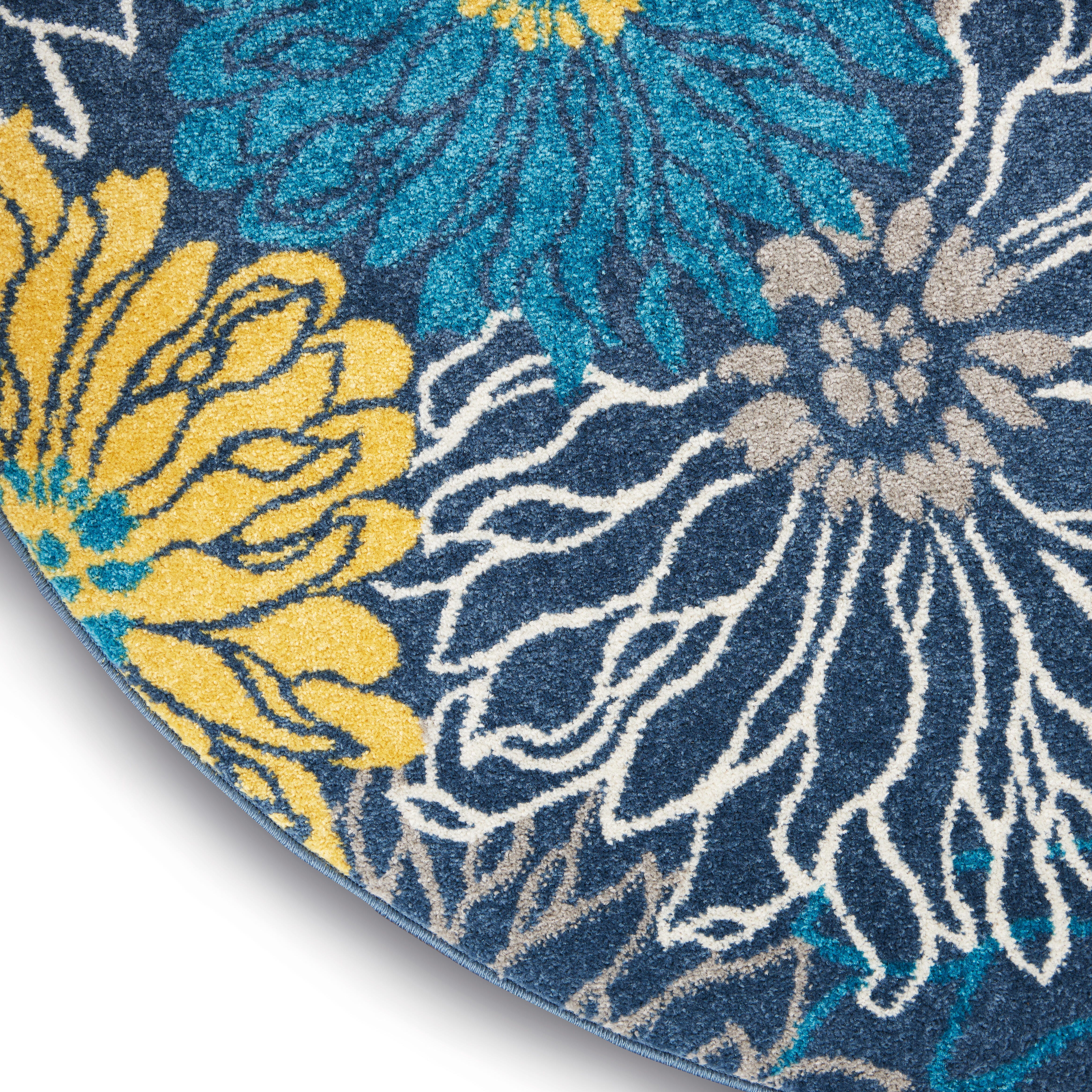 Nourison Nourison Passion 4' x ROUND Blue Contemporary Indoor Rug, Blue, large