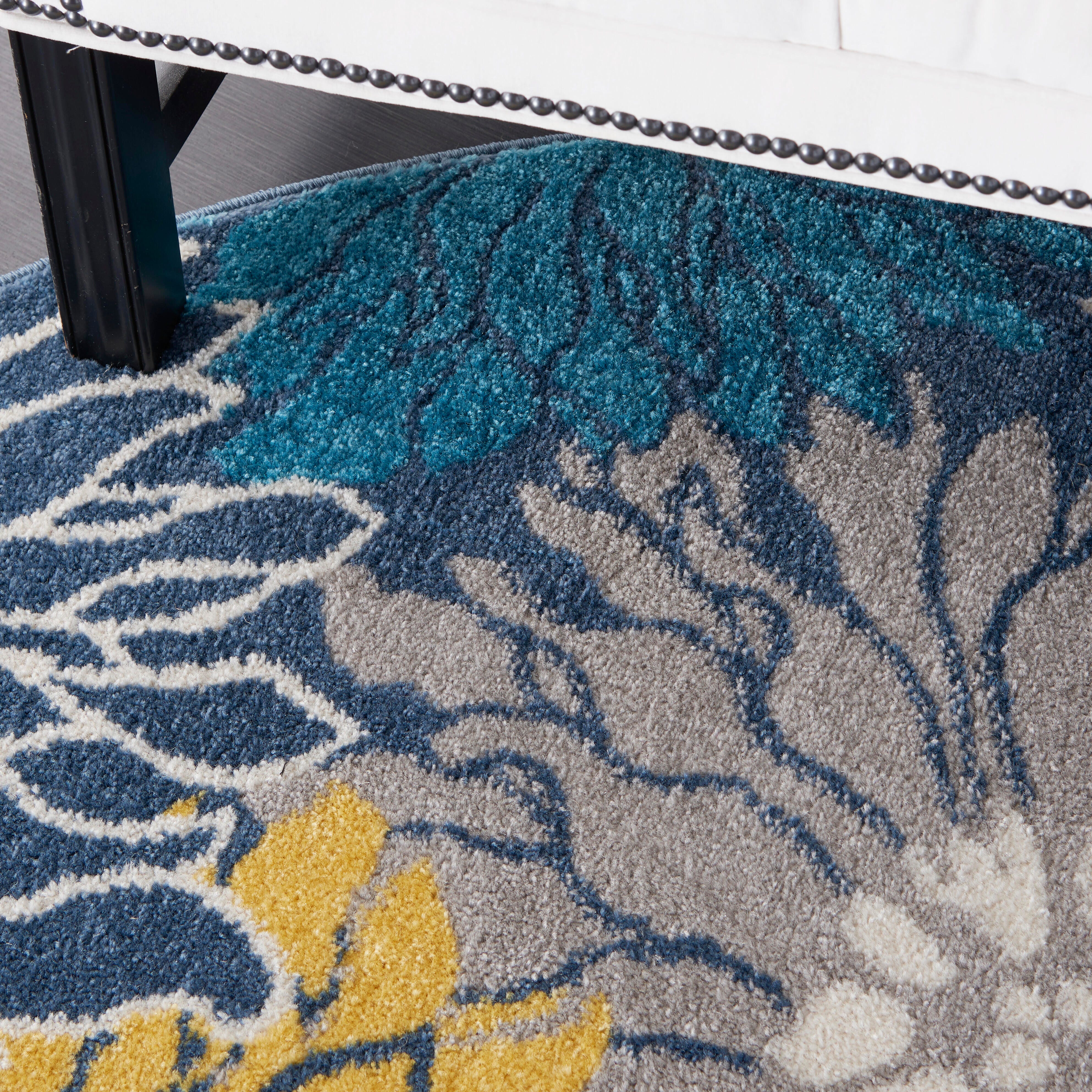 Nourison Nourison Passion 4' x ROUND Blue Contemporary Indoor Rug, Blue, large