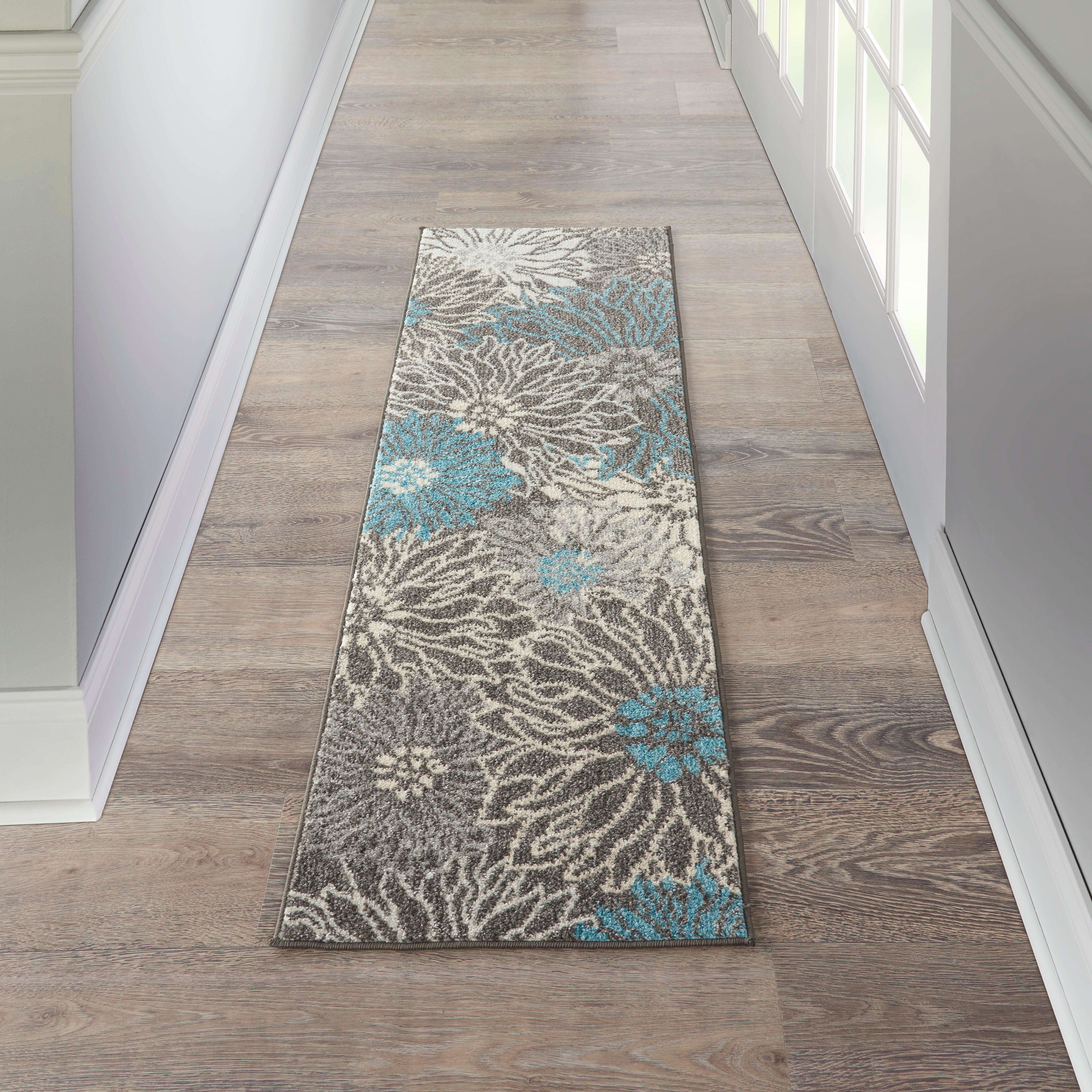Nourison Nourison Passion 1'10" x 6' Charcoal/Blue Contemporary Indoor Rug, Charcoal/Blue, rollover