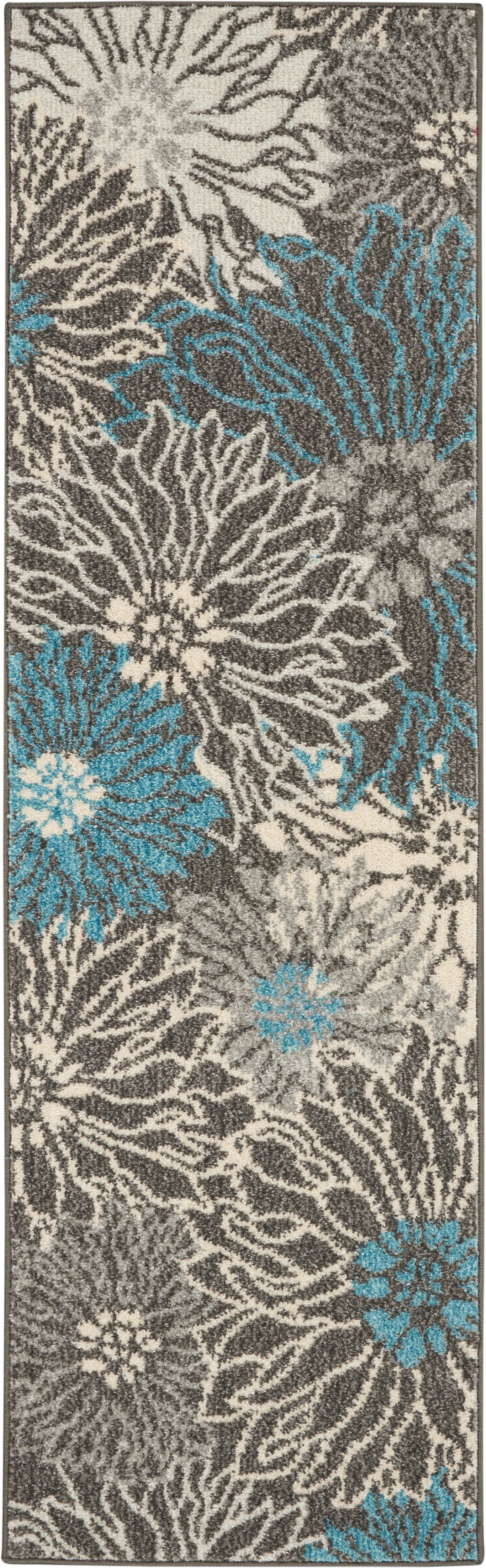 Nourison Nourison Passion 1'10" x 6' Charcoal/Blue Contemporary Indoor Rug, Charcoal/Blue, large