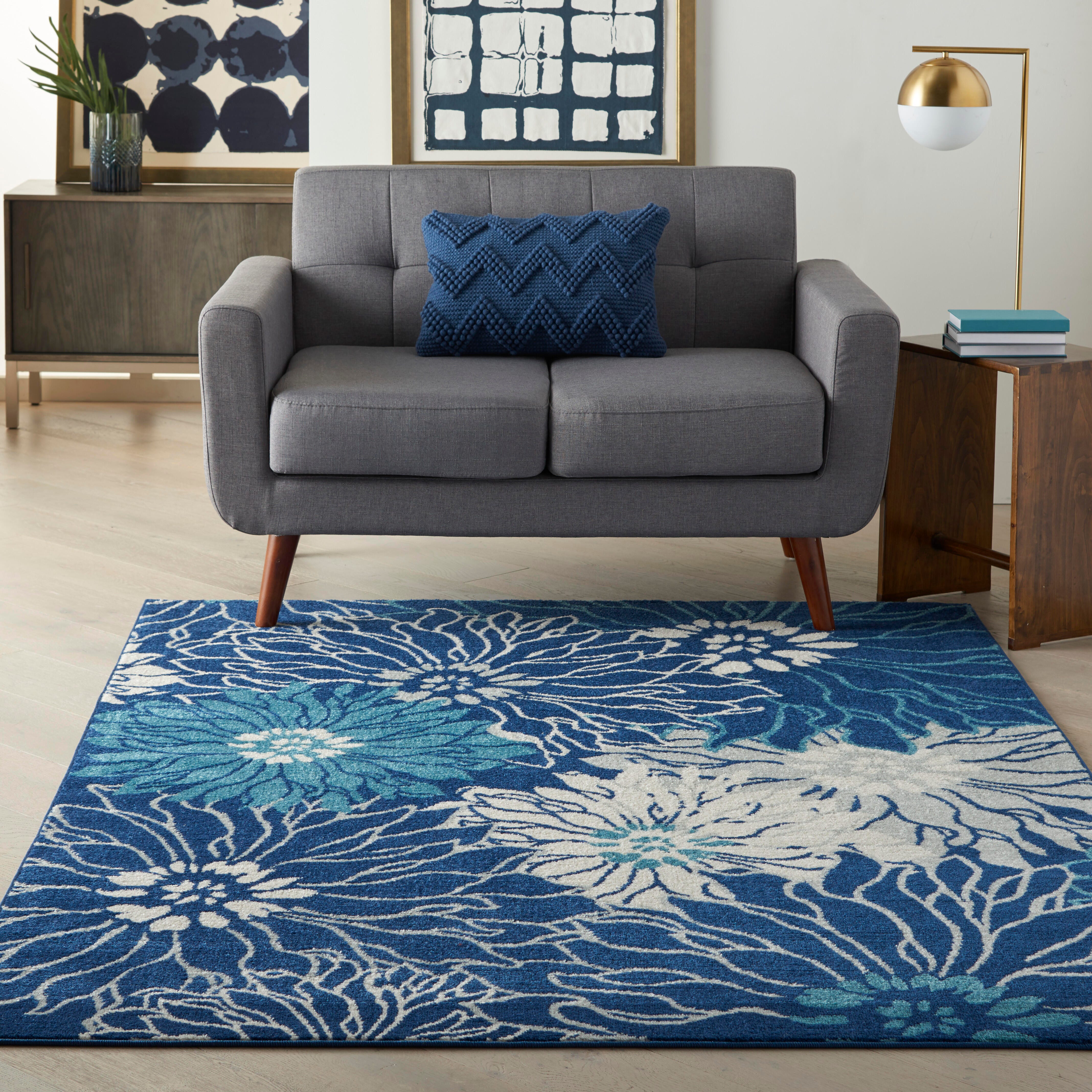 Nourison Nourison Passion 5'3" x 7'3" Navy/Ivory Contemporary Indoor Rug, Navy/Ivory, rollover