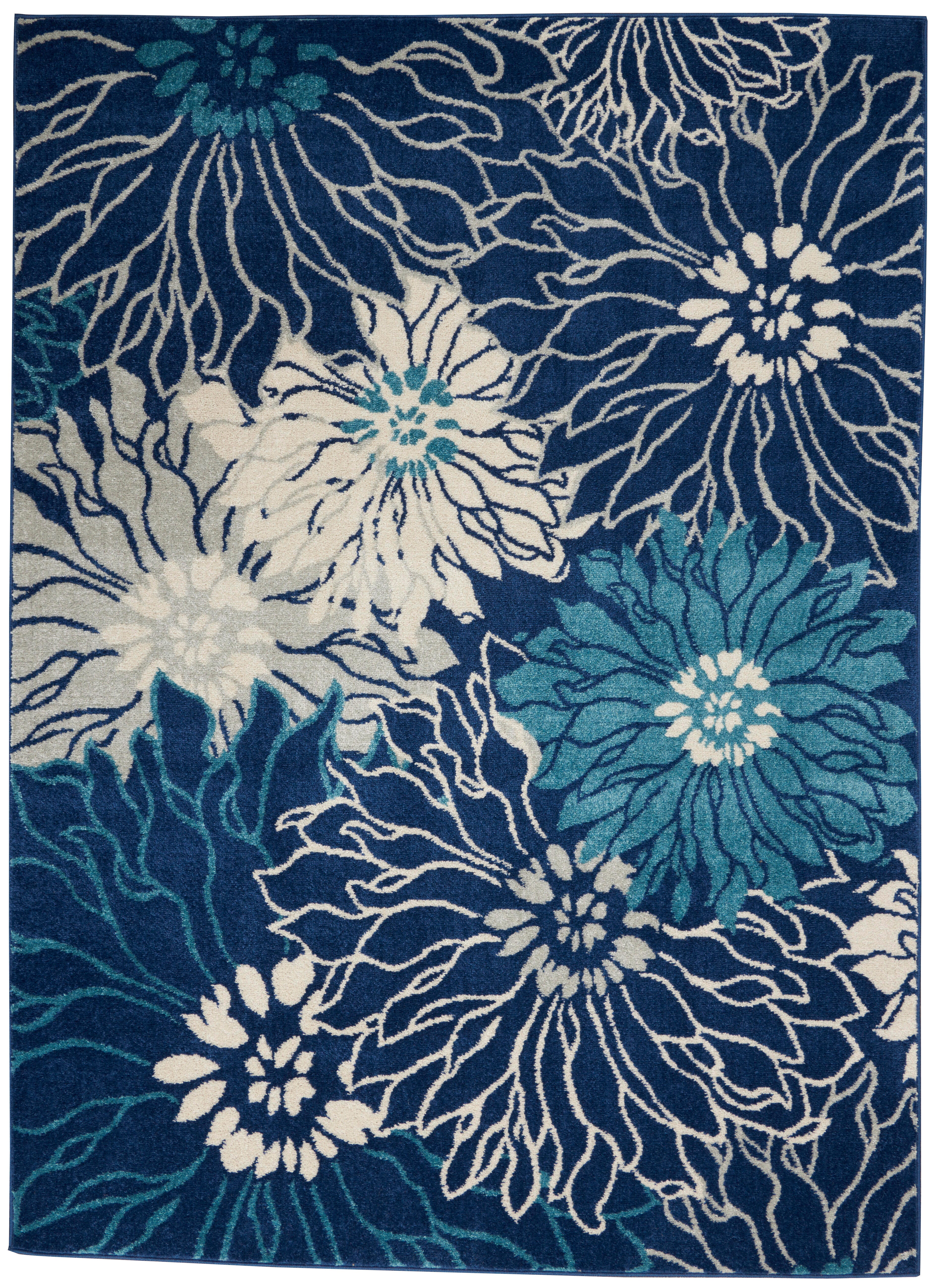 Nourison Nourison Passion 5'3" x 7'3" Navy/Ivory Contemporary Indoor Rug, Navy/Ivory, large