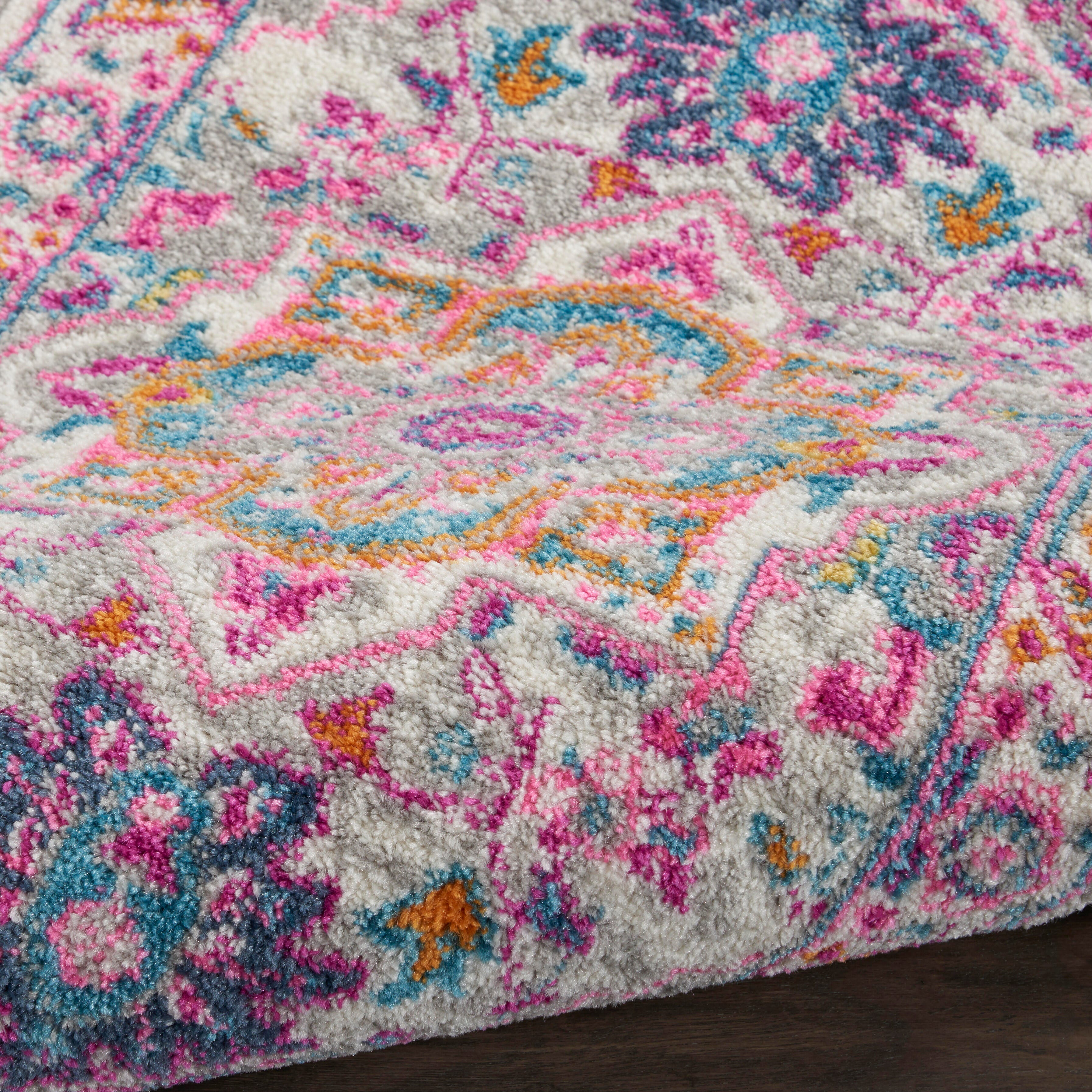 Nourison Passion 2' X 3' Gray And Pink Persian Area Rug, Light Gray/Pink, large