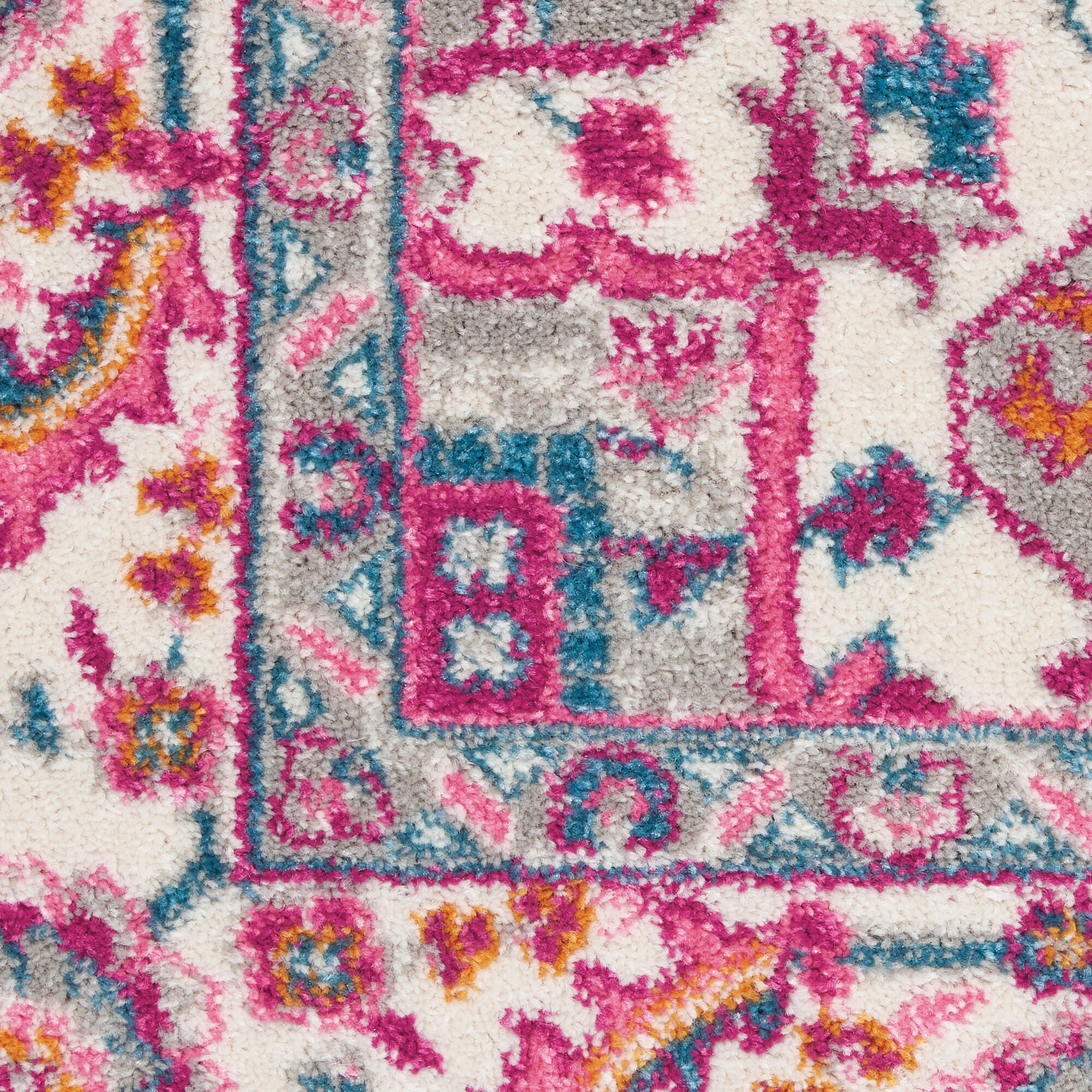 Nourison Nourison Passion 5'3" x 7'3" Light Grey/Pink Bohemian Indoor Rug, Light Gray/Pink, large