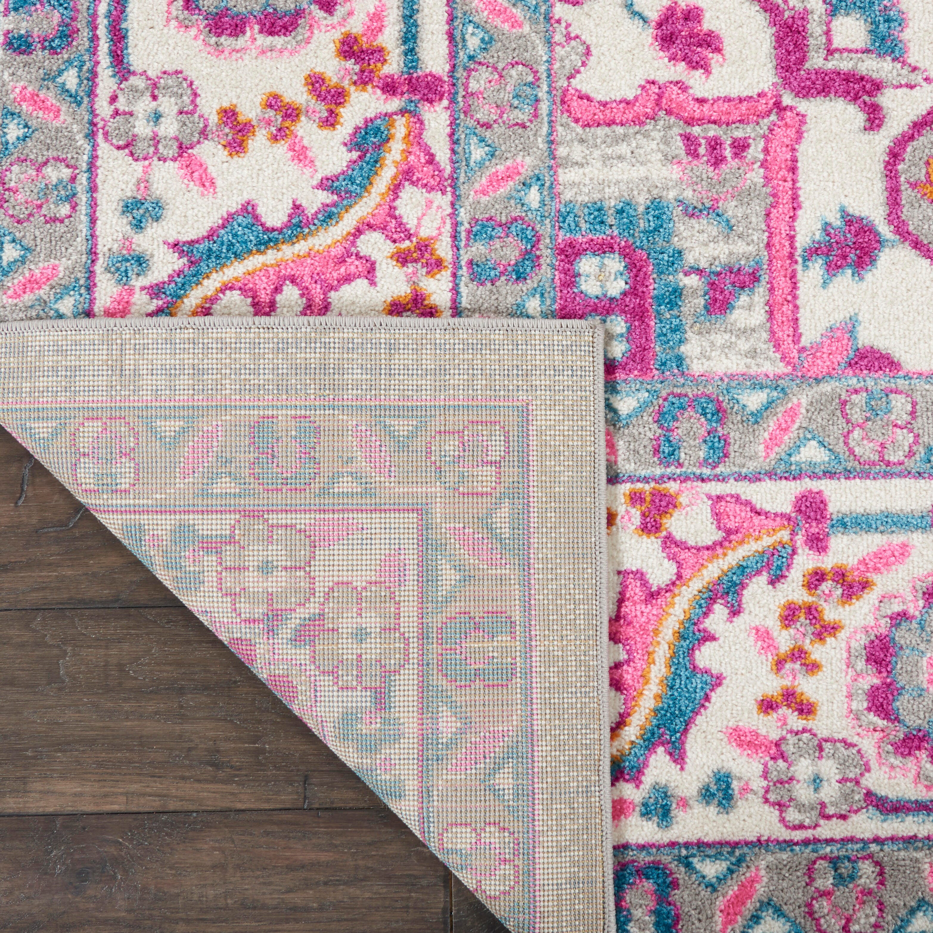 Nourison Nourison Passion 6'7" x 9'6" Light Grey/Pink Bohemian Indoor Rug, Light Gray/Pink, large