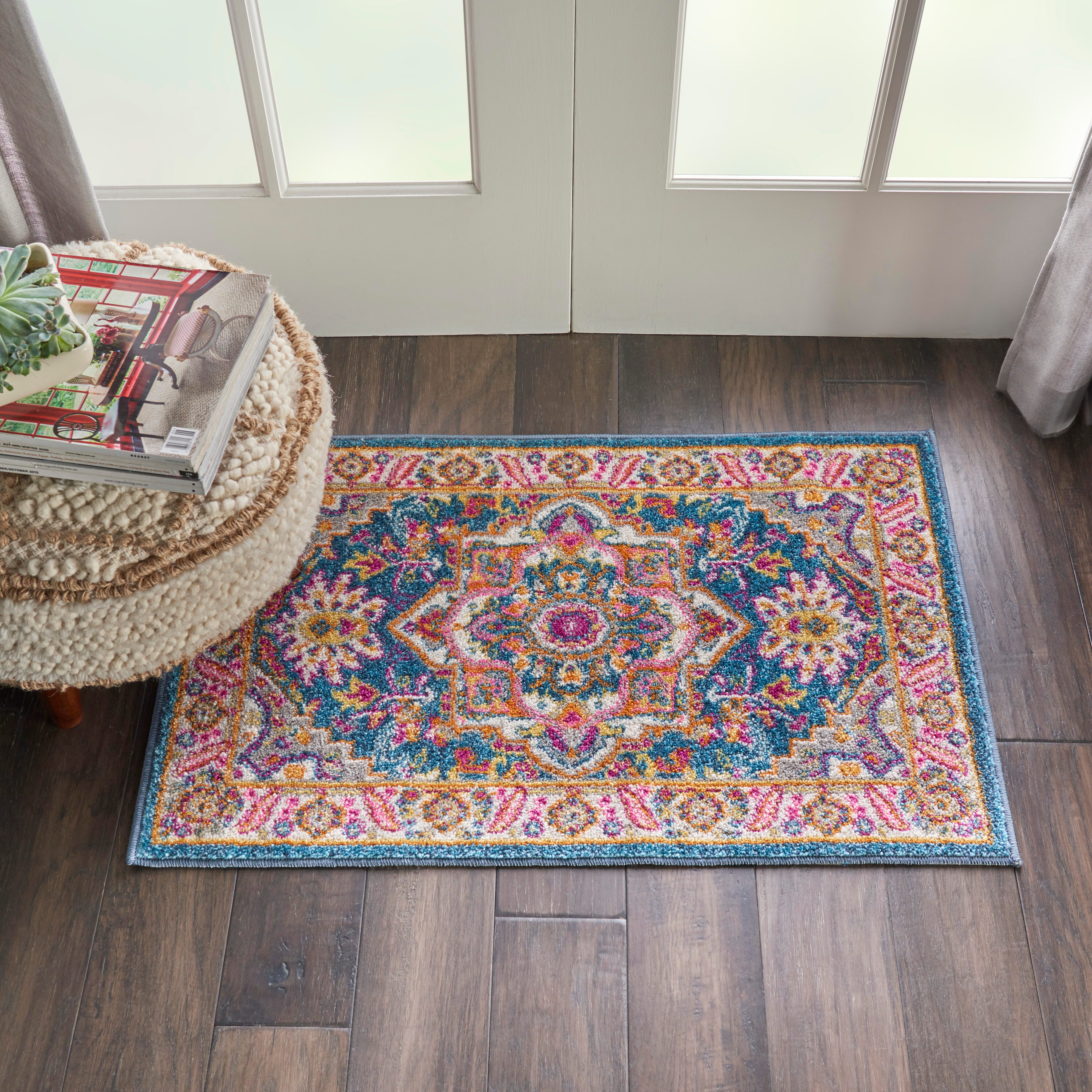 Nourison Nourison Passion 1'10" x 2'10" Teal Multicolor Bohemian Indoor Rug, Teal/Multi, rollover