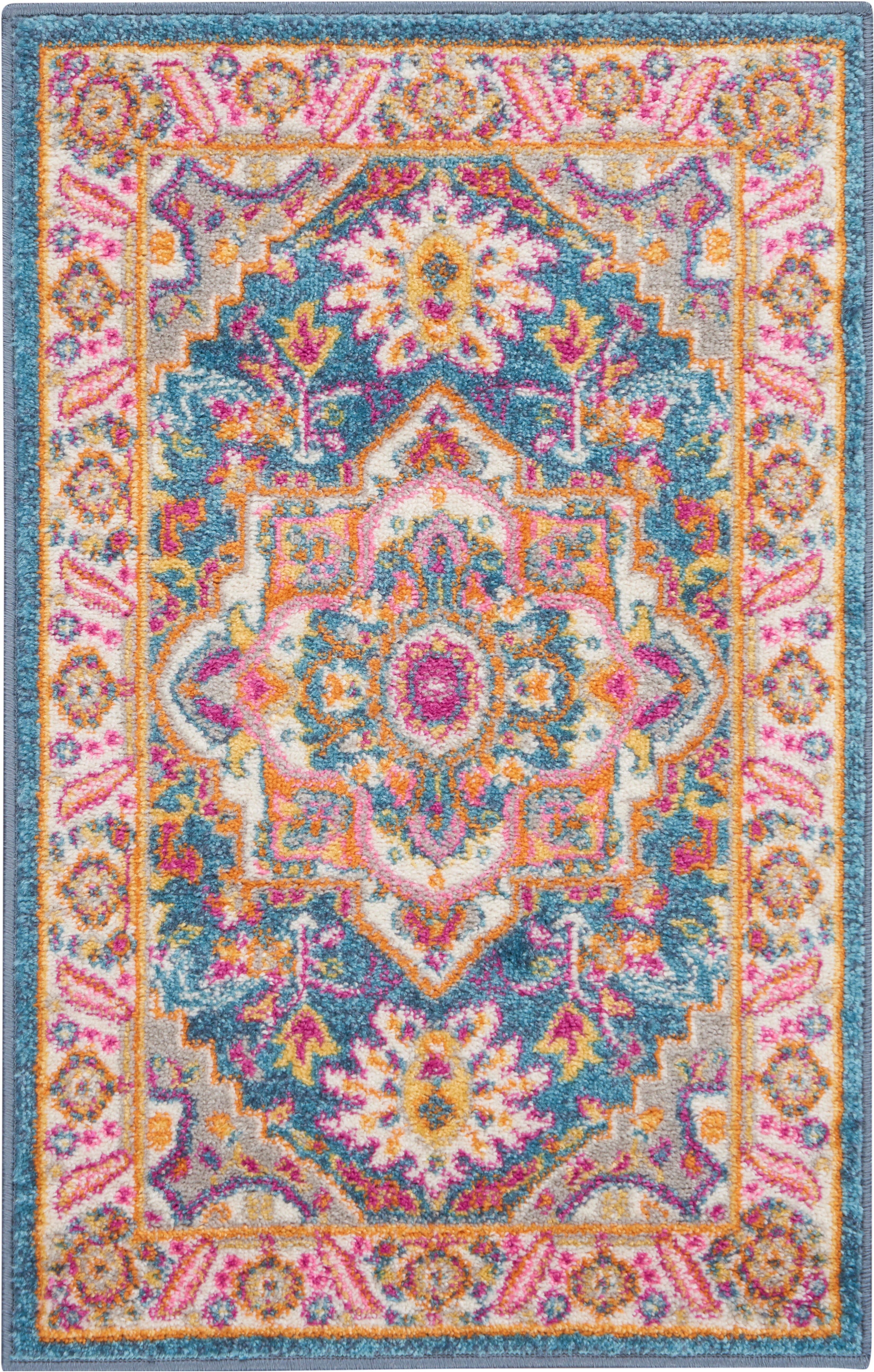 Nourison Nourison Passion 1'10" x 2'10" Teal Multicolor Bohemian Indoor Rug, Teal/Multi, large