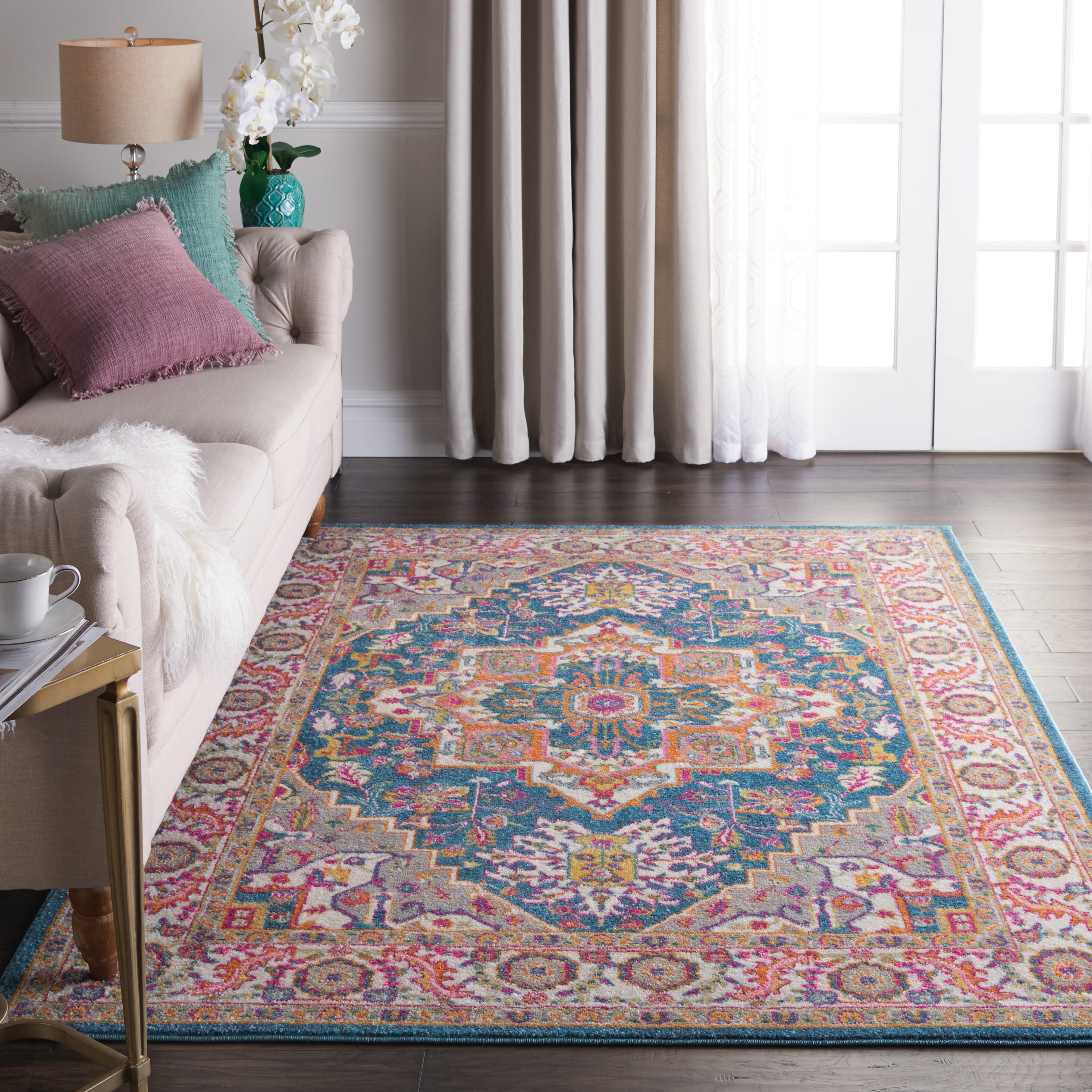 Nourison Nourison Passion 5'3" x 7'3" Teal Multicolor Bohemian Indoor Rug, Teal/Multi, rollover
