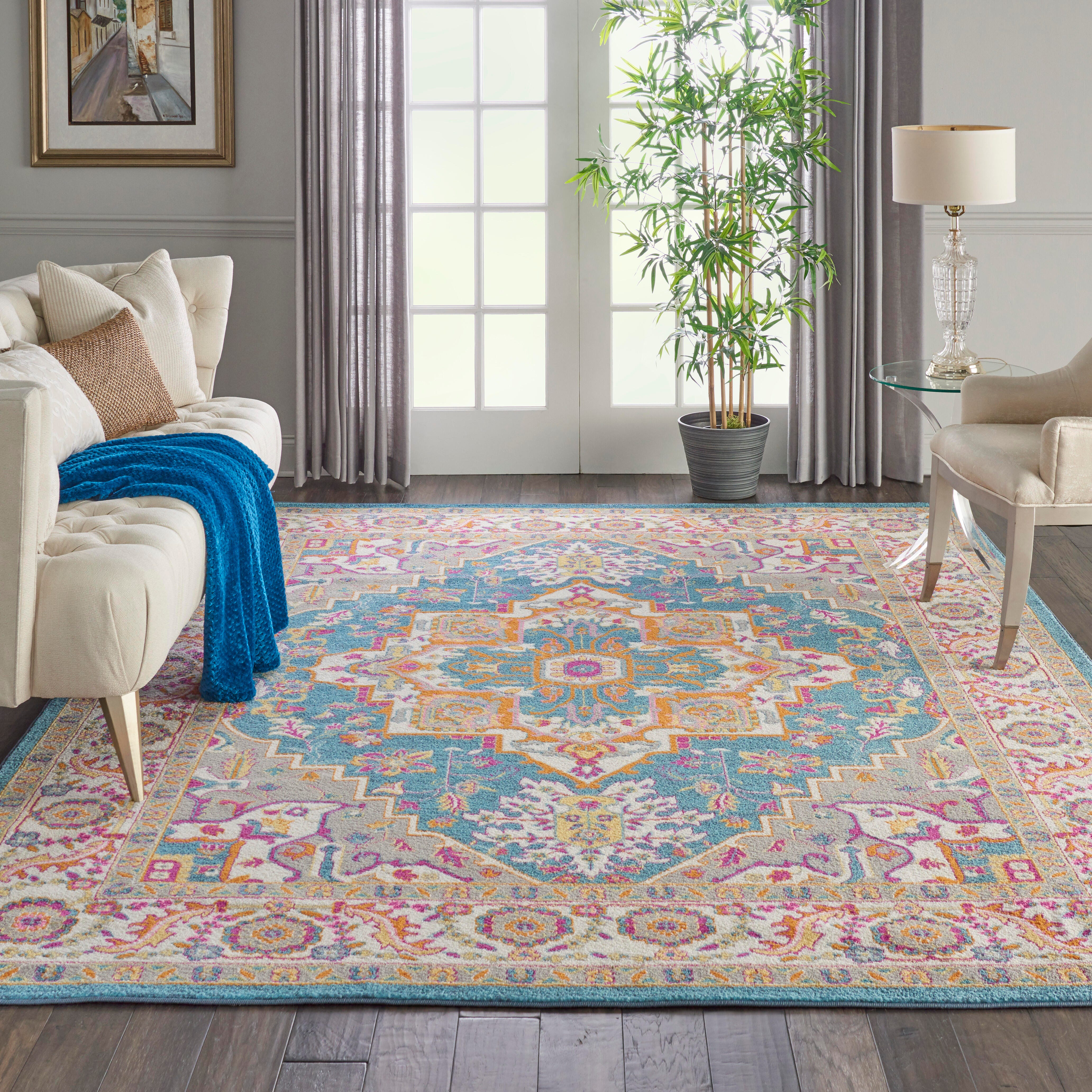 Nourison Nourison Passion 6'7" x 9'6" Teal Multicolor Bohemian Indoor Rug, Teal/Multi, rollover