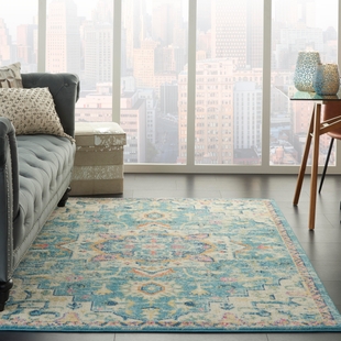 Nourison Home Nourison Passion 3'9" x 5'9" Ivory/Light Blue Bohemian Indoor Rug, Ivory/Light Blue, rollover