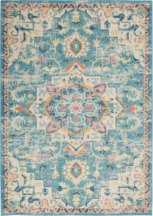Nourison Home Nourison Passion 3'9" x 5'9" Ivory/Light Blue Bohemian Indoor Rug, Ivory/Light Blue, large