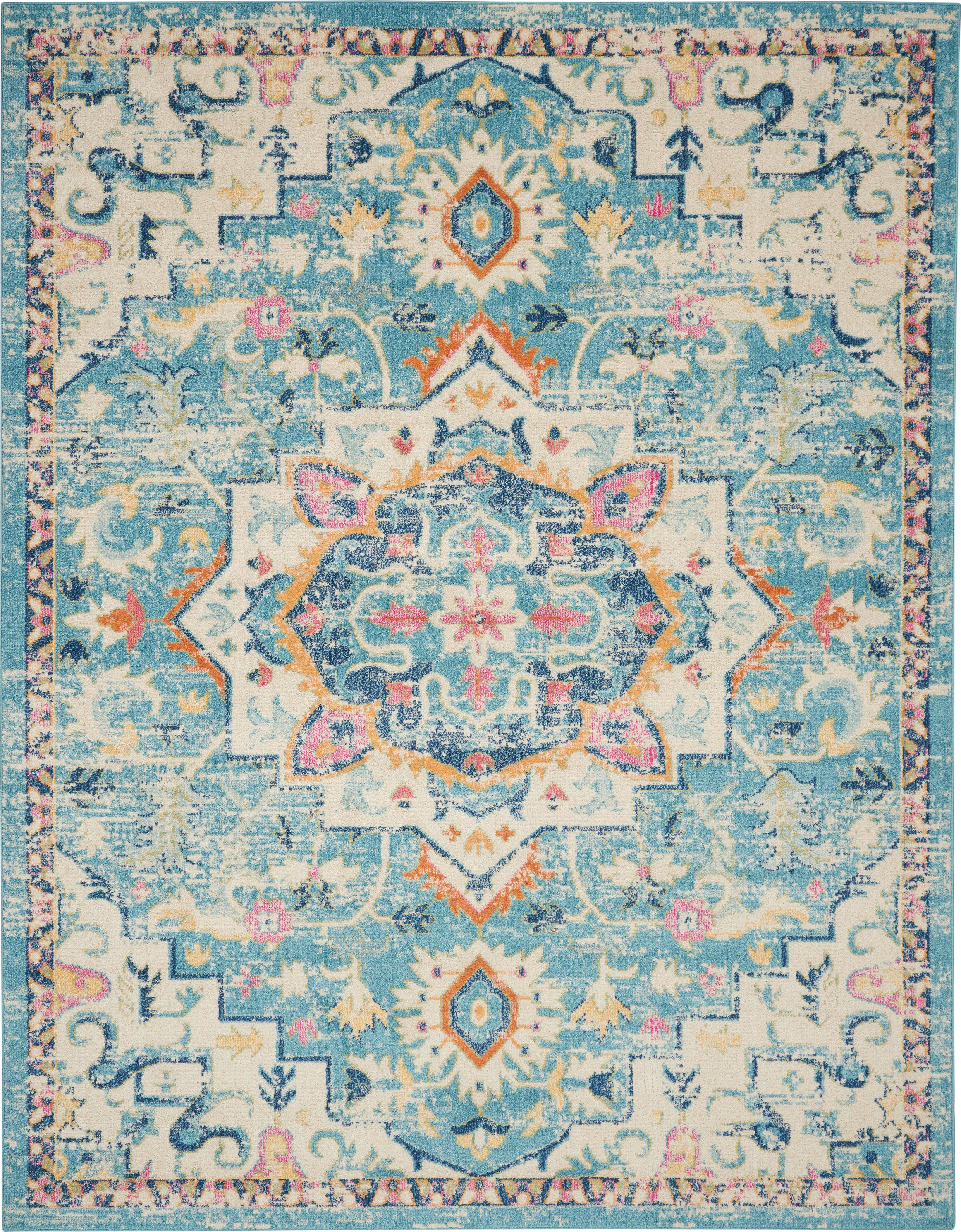 Nourison Home Nourison Passion 8' x 10' Ivory/Light Blue Bohemian Indoor Rug, Ivory/Light Blue, large