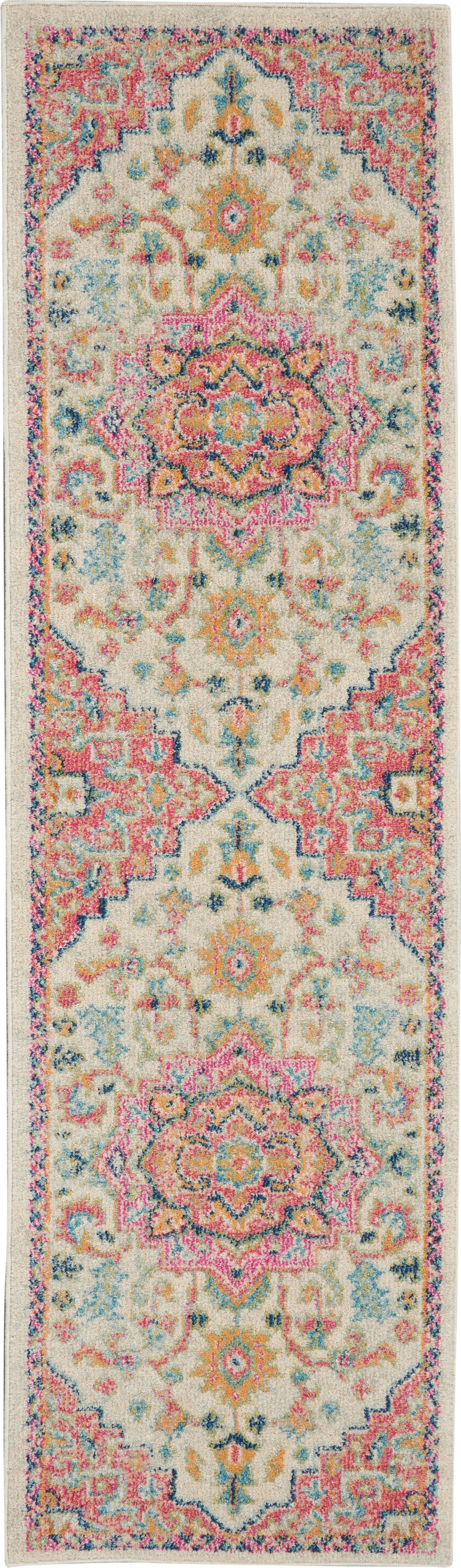 Nourison Home Nourison Passion 1'10" x 6' Ivory/Pink Bohemian Indoor Rug, Ivory/Pink, large