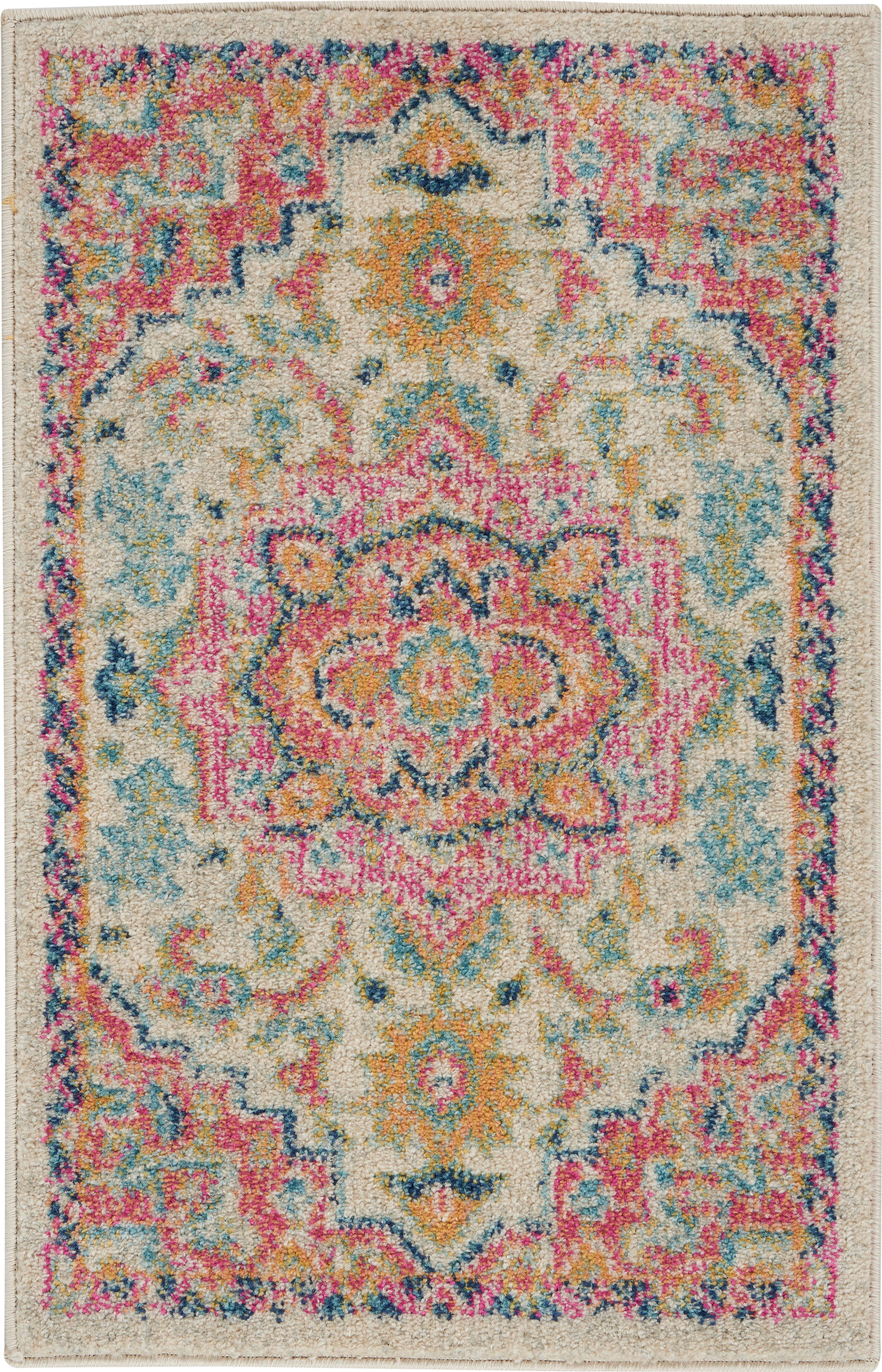 Nourison Home Nourison Passion 1'10" x 2'10" Ivory/Pink Bohemian Indoor Rug, Ivory/Pink, large