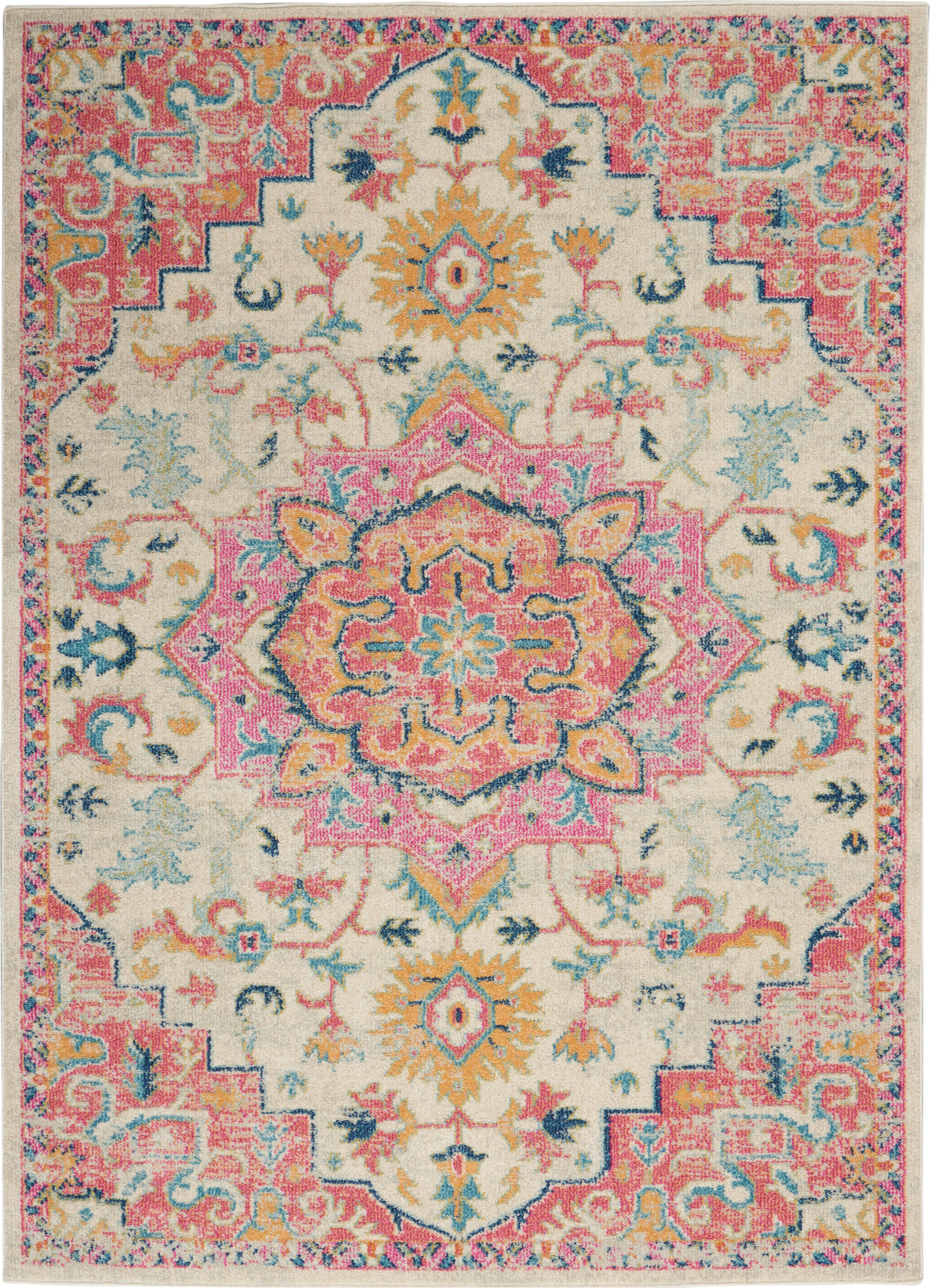 Nourison Home Nourison Passion 5'3" x 7'3" Ivory/Pink Bohemian Indoor Rug, Ivory/Pink, large
