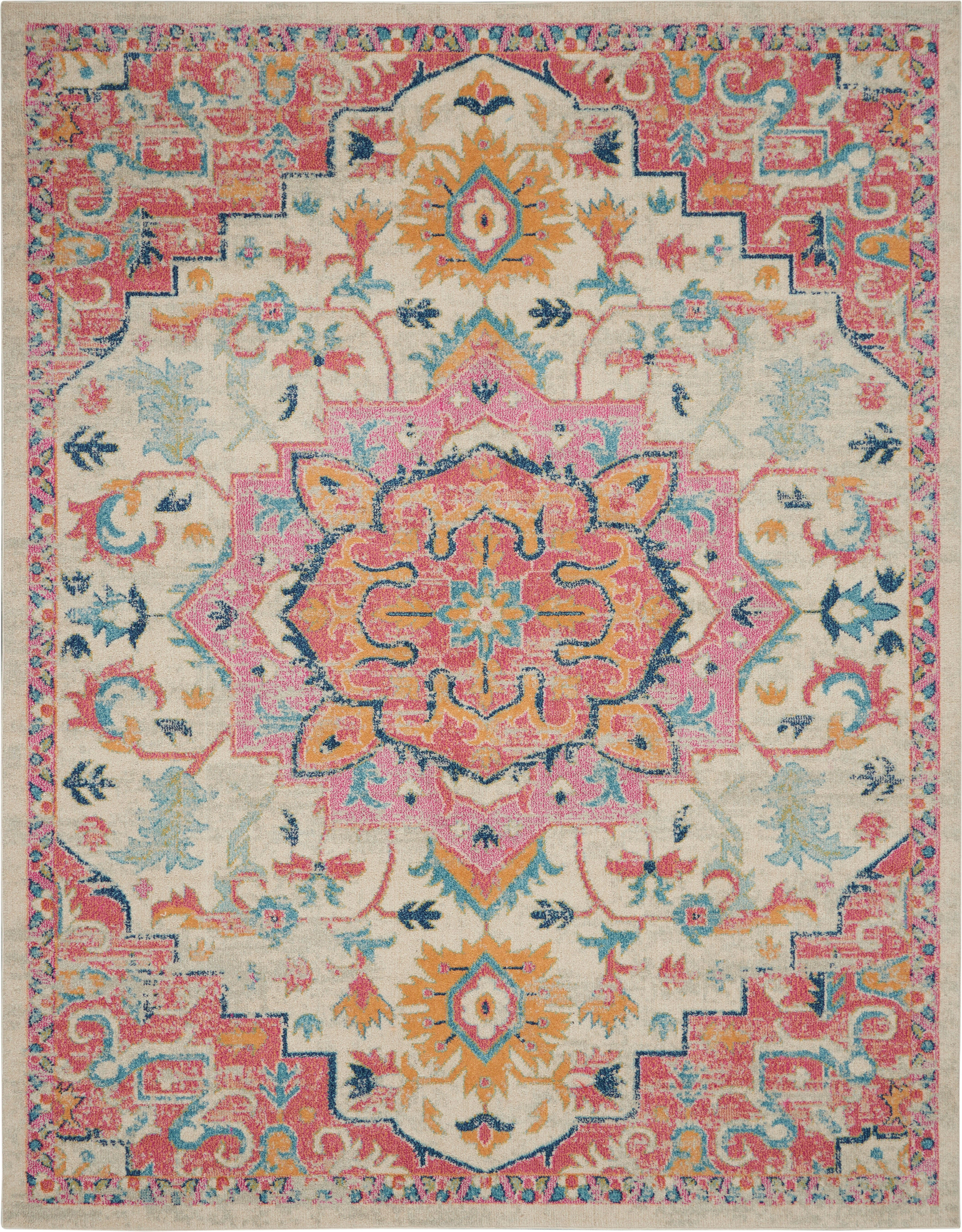 Nourison Home Nourison Passion 8' x 10' Ivory/Pink Bohemian Indoor Rug, Ivory/Pink, large
