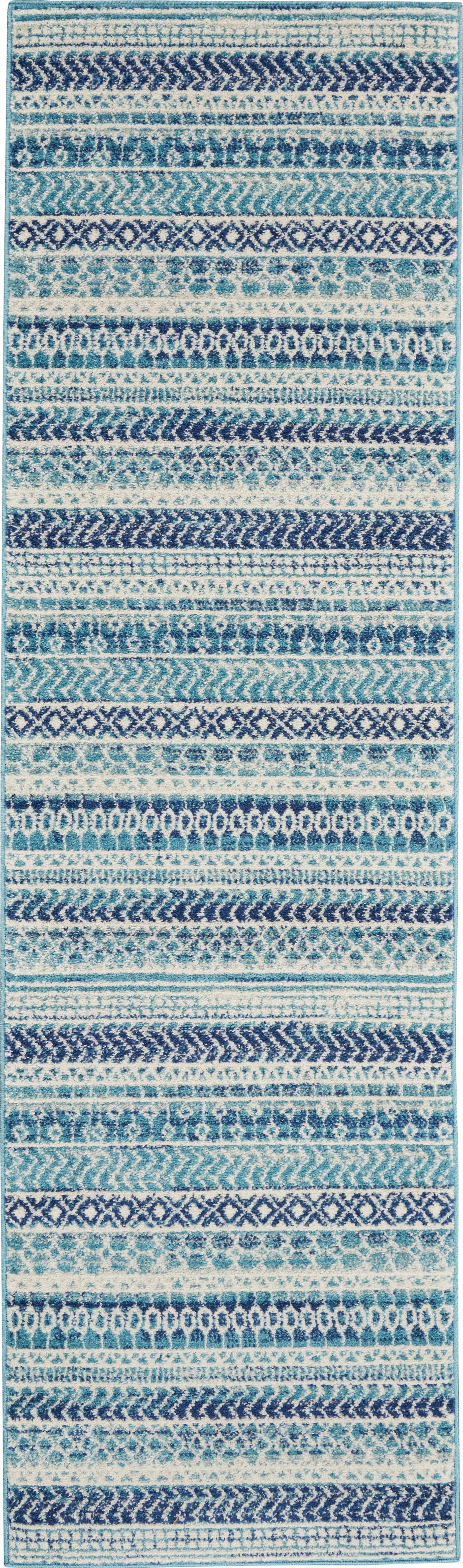 Nourison Nourison Passion 2'2" x 7'6" Navy Blue Bohemian Indoor Rug, Navy Blue, large