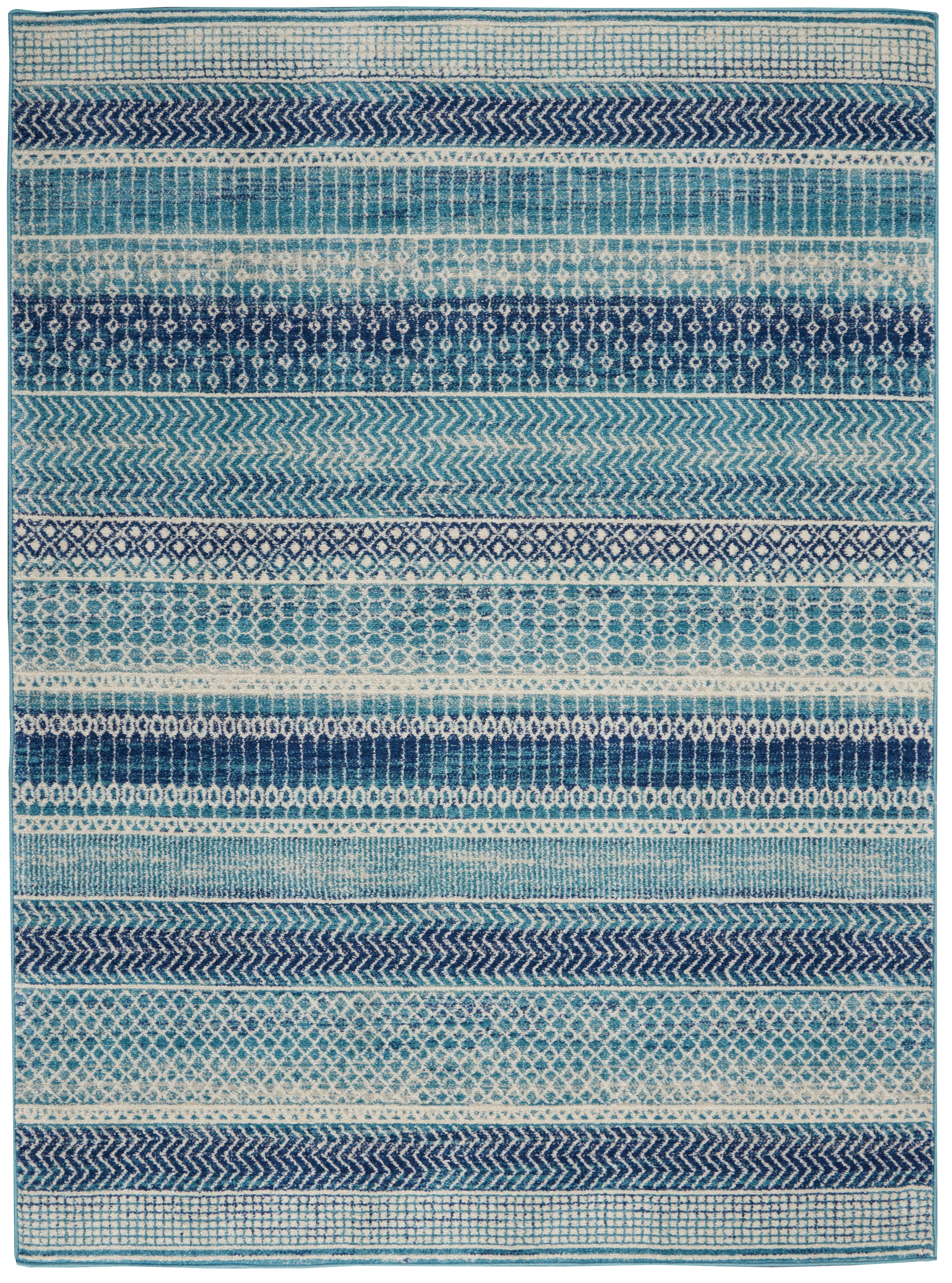 Nourison Nourison Passion 5'3" x 7'3" Navy Blue Bohemian Indoor Rug, Navy Blue, large