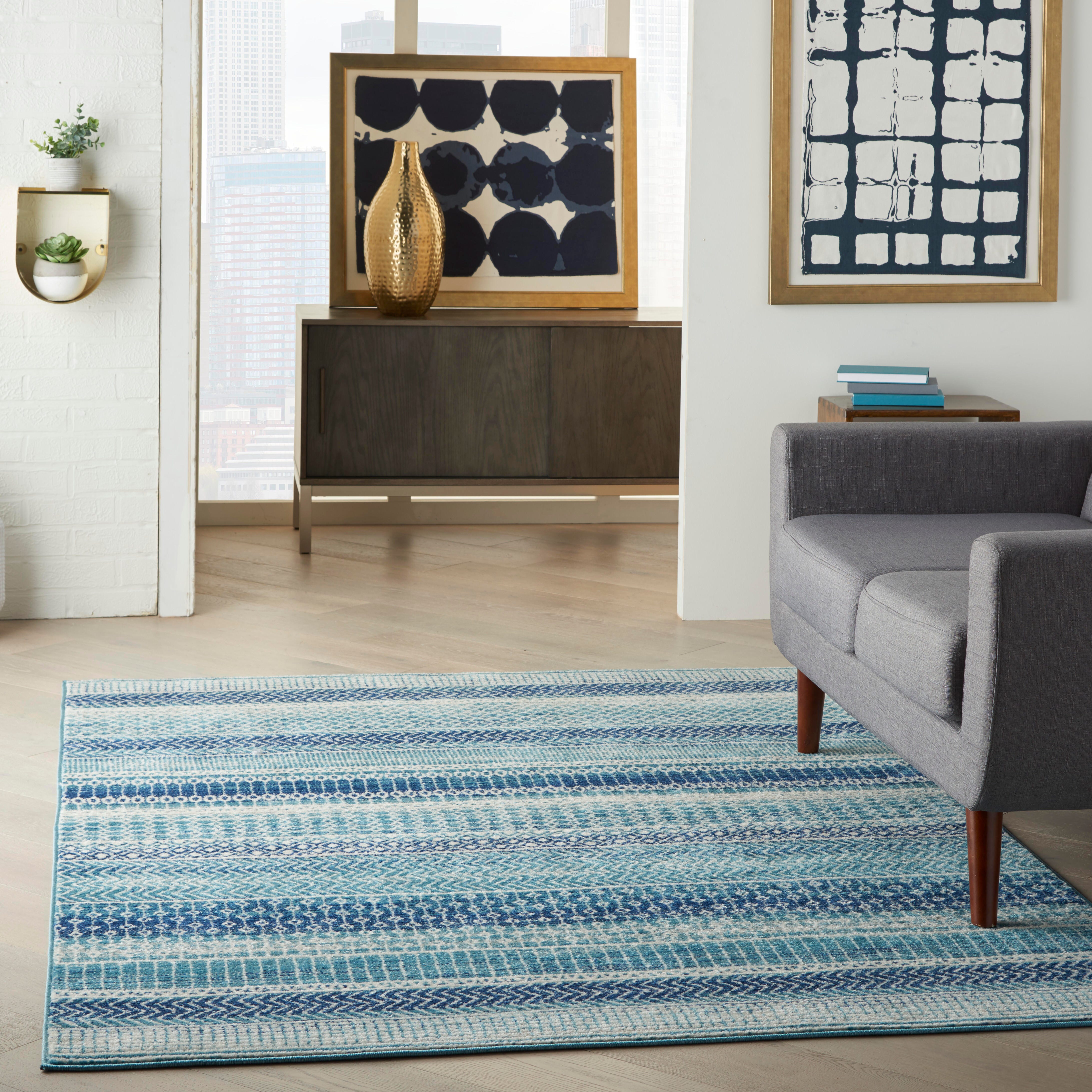 Nourison Nourison Passion 5'3" x 7'3" Navy Blue Bohemian Indoor Rug, Navy Blue, large