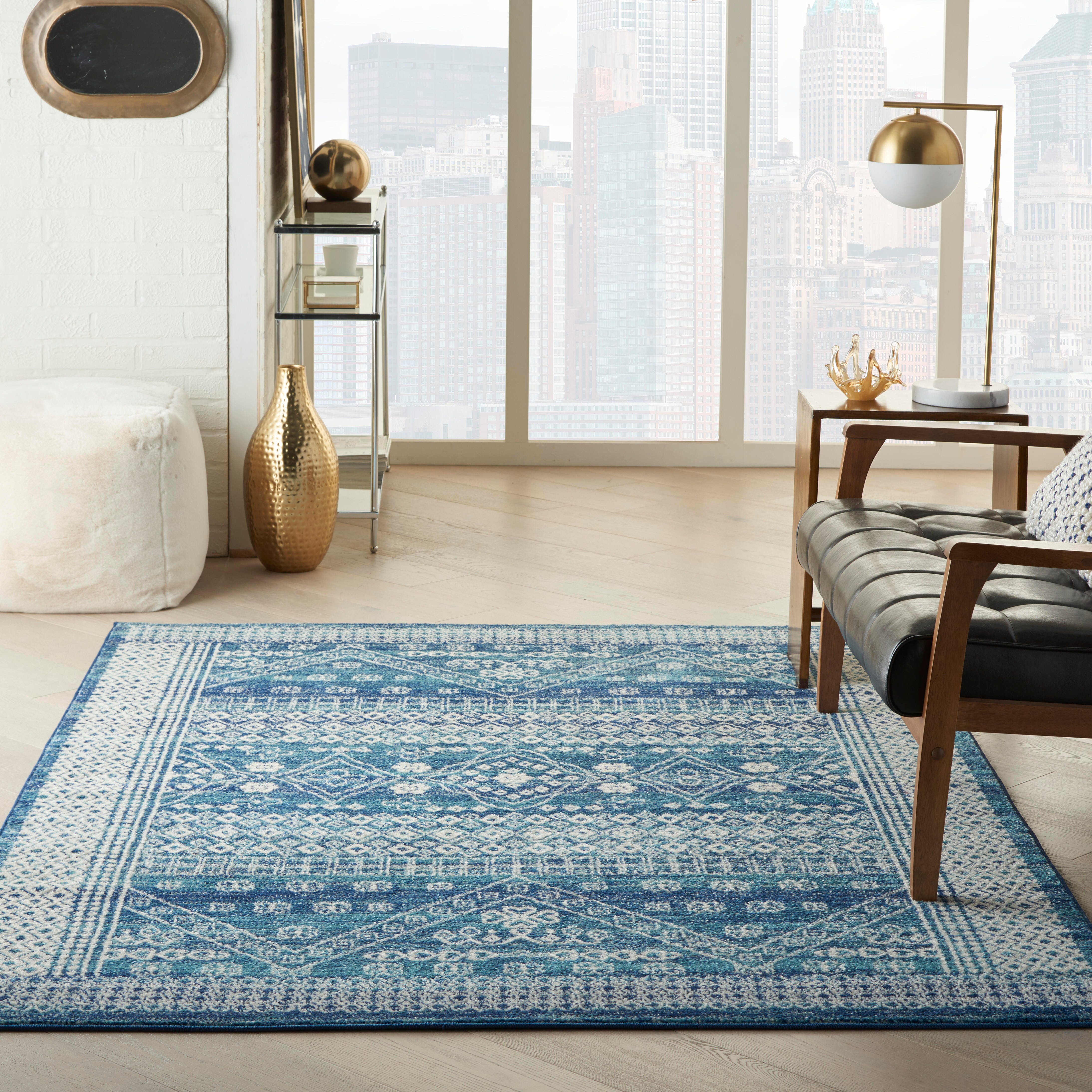 Nourison Nourison Passion 3'9" x 5'9" Navy Blue Bohemian Indoor Rug, Navy Blue, rollover