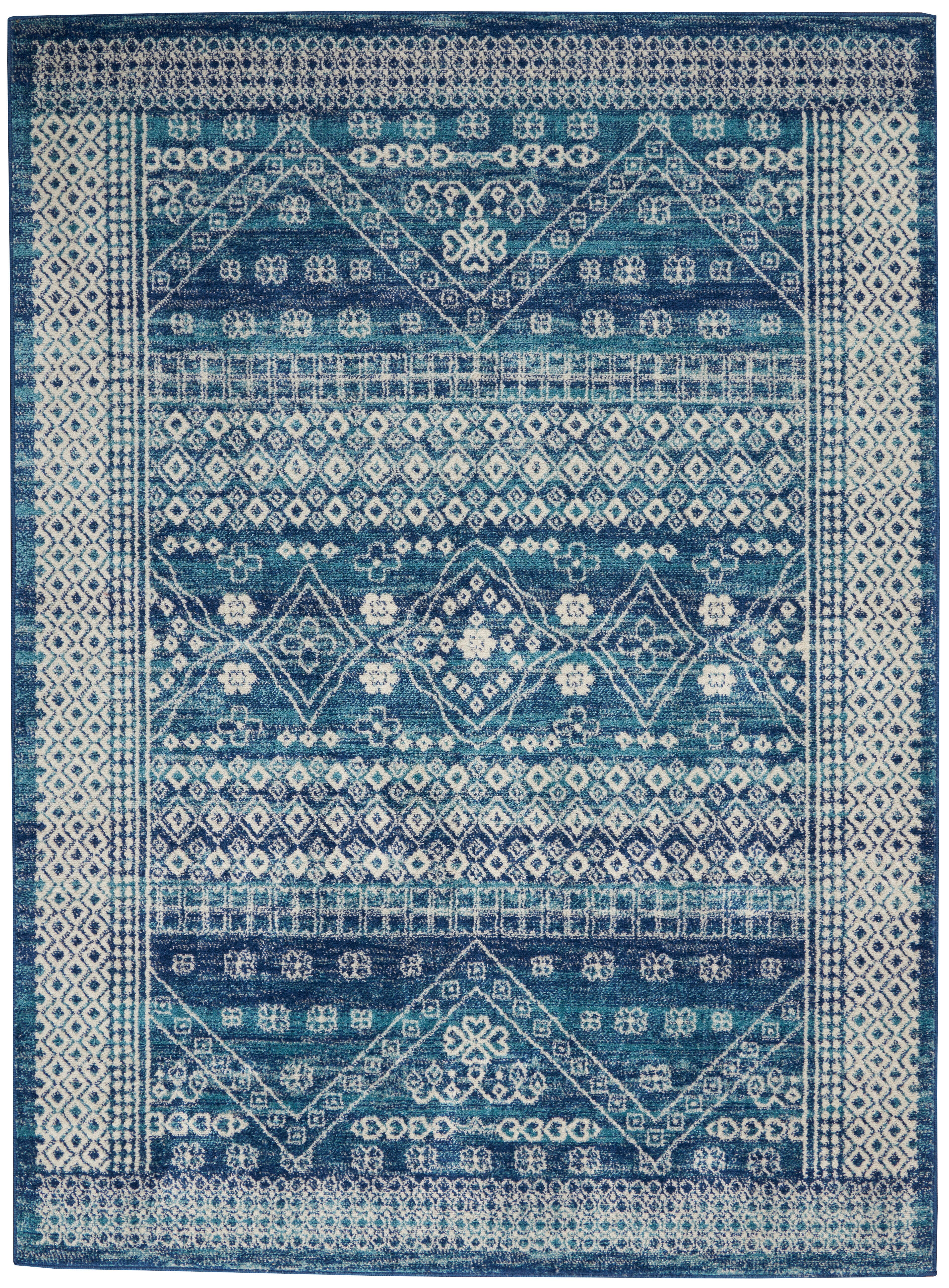 Nourison Nourison Passion 3'9" x 5'9" Navy Blue Bohemian Indoor Rug, Navy Blue, large