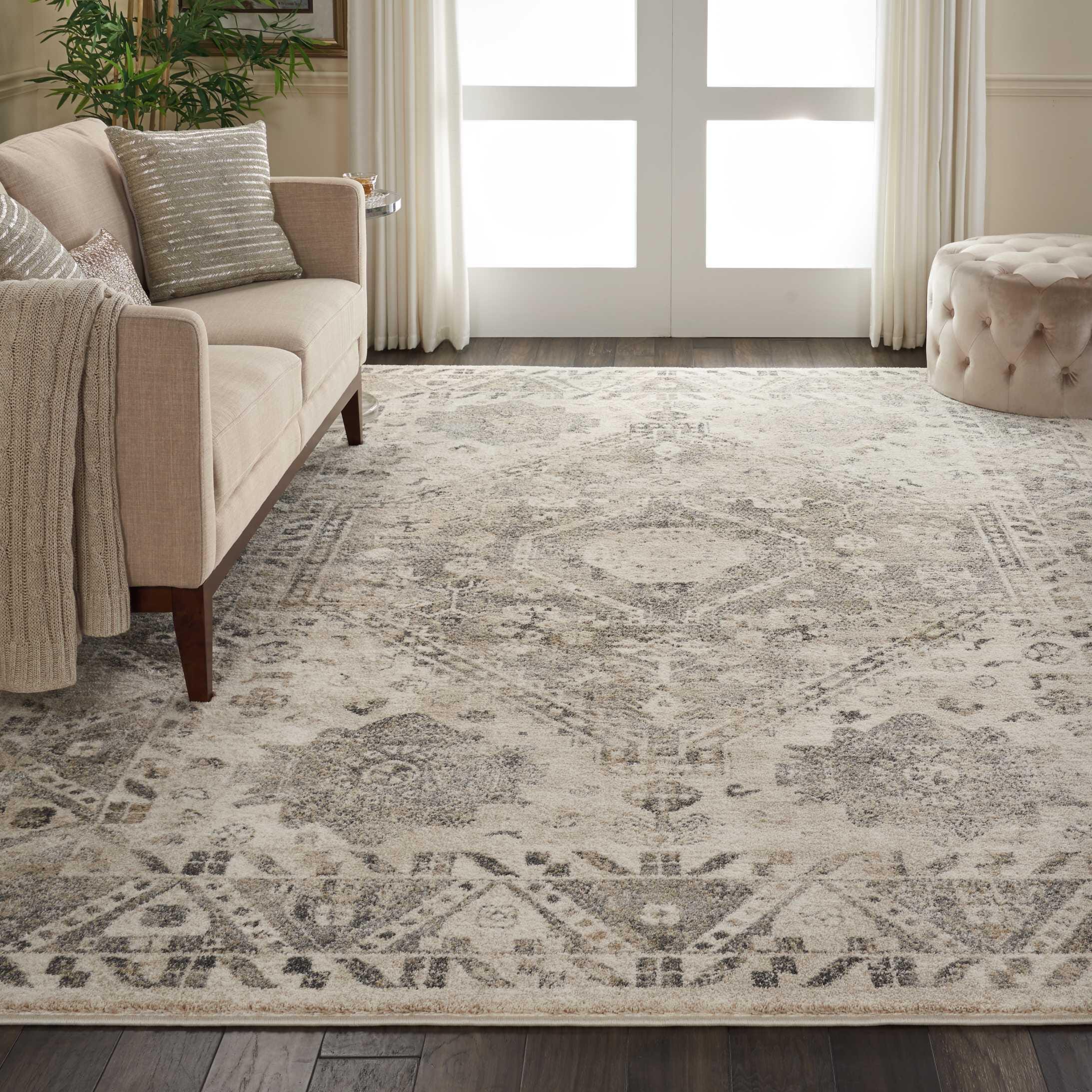 Nourison Home Nourison Fusion 7'10" x 10'6" Cream/Grey Vintage Indoor Rug, Cream/Gray, rollover