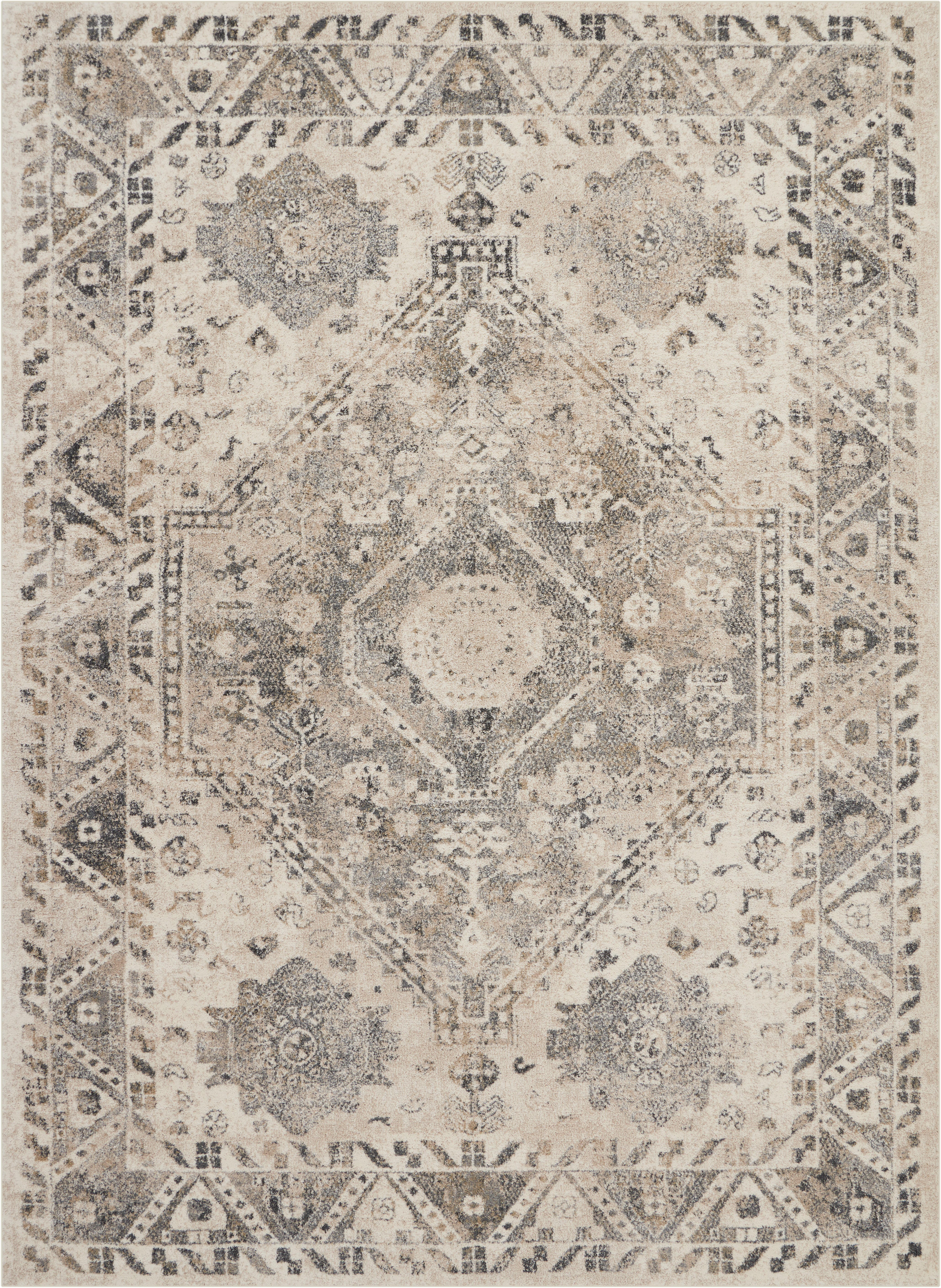 Nourison Home Nourison Fusion 7'10" x 10'6" Cream/Grey Vintage Indoor Rug, Cream/Gray, large