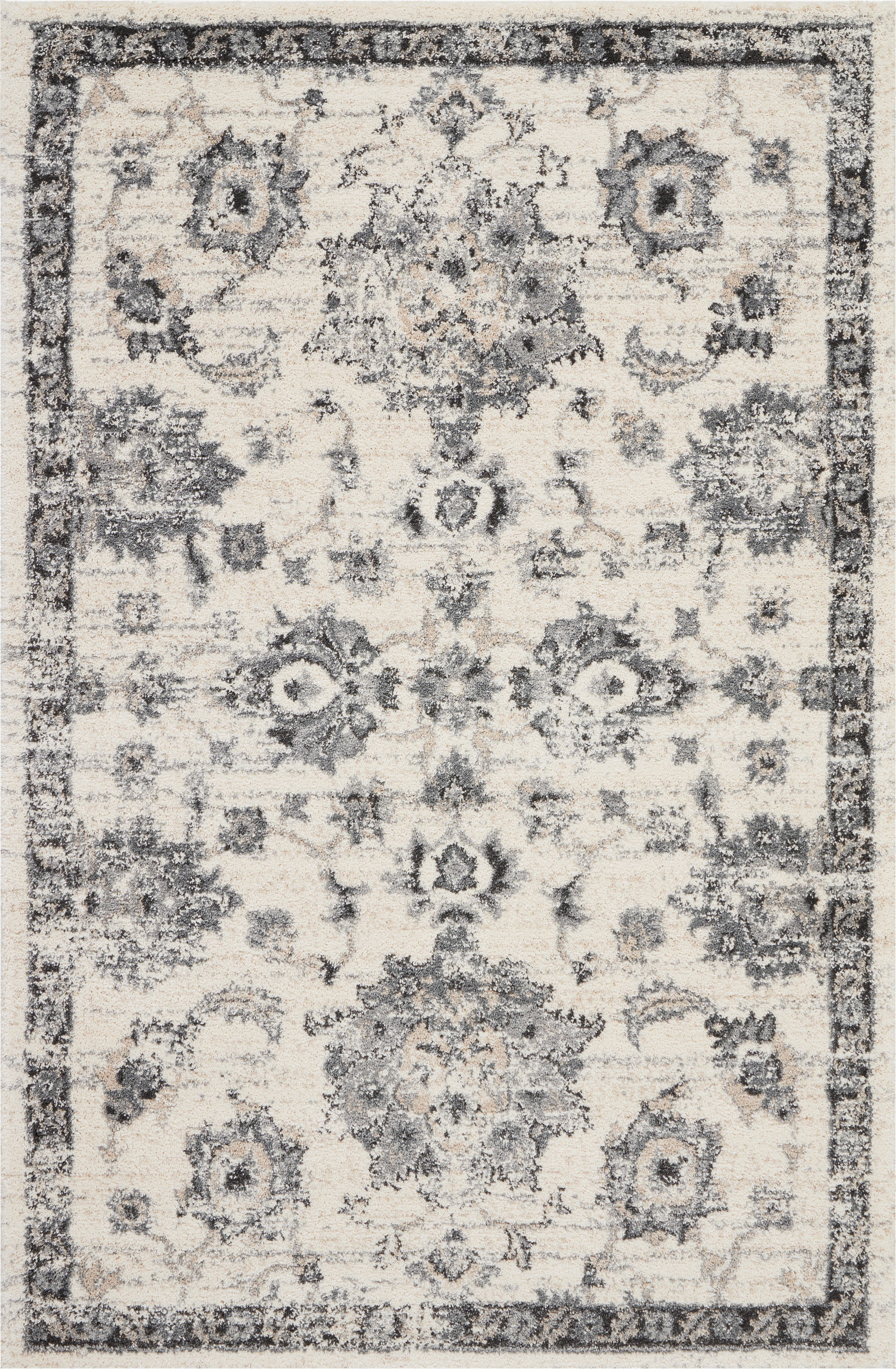 Nourison Home Nourison Fusion 4' x 6' Cream/Grey Vintage Indoor Rug, Cream/Gray, large