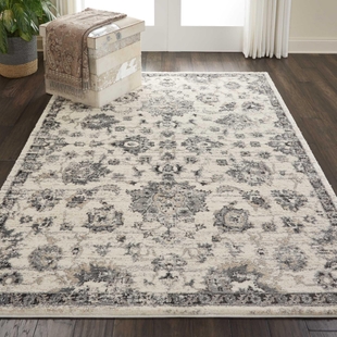 Nourison Home Nourison Fusion 5'3" x 7'3" Cream/Grey Vintage Indoor Rug, Cream/Gray, rollover