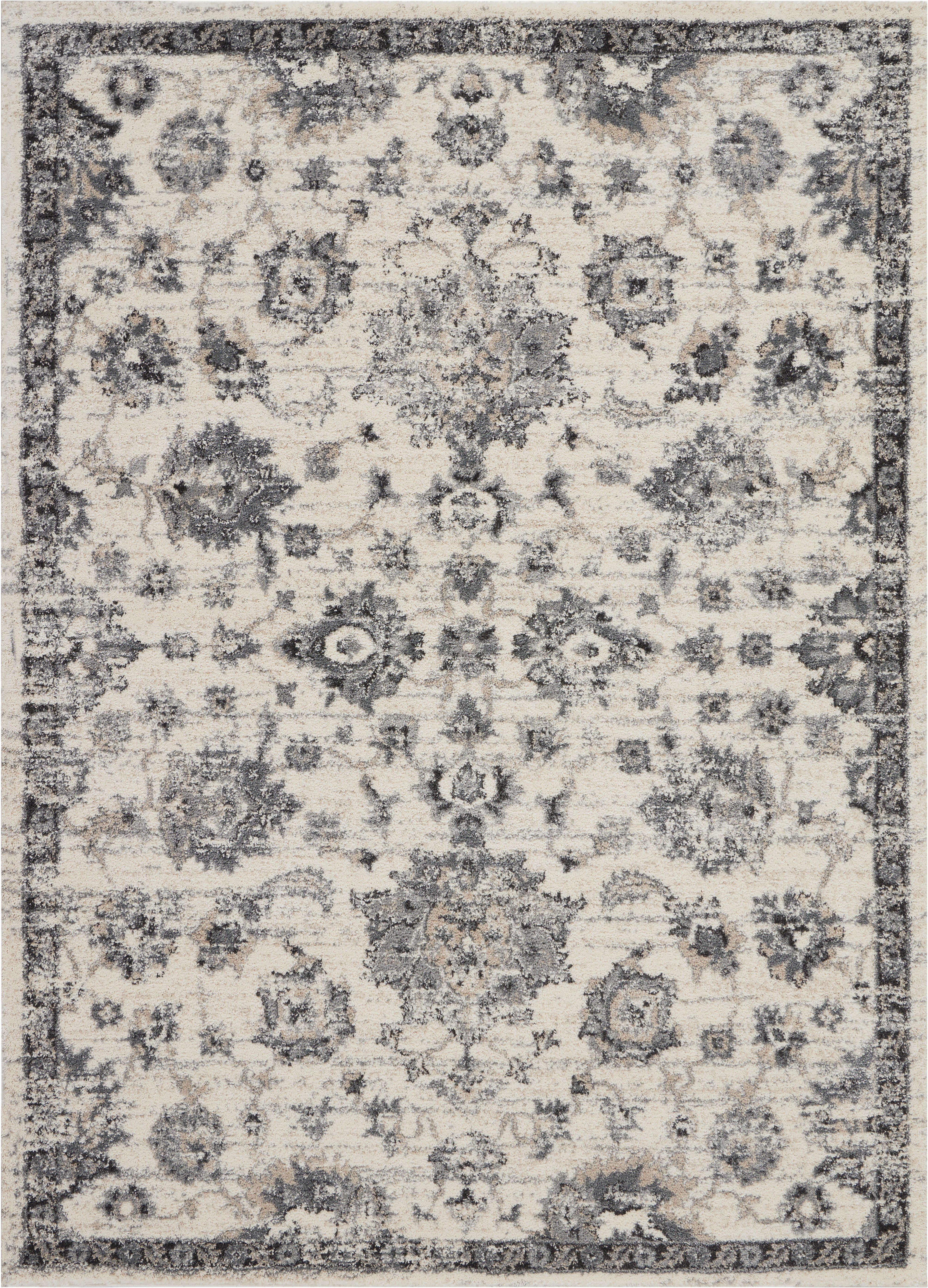 Nourison Home Nourison Fusion 5'3" x 7'3" Cream/Grey Vintage Indoor Rug, Cream/Gray, large