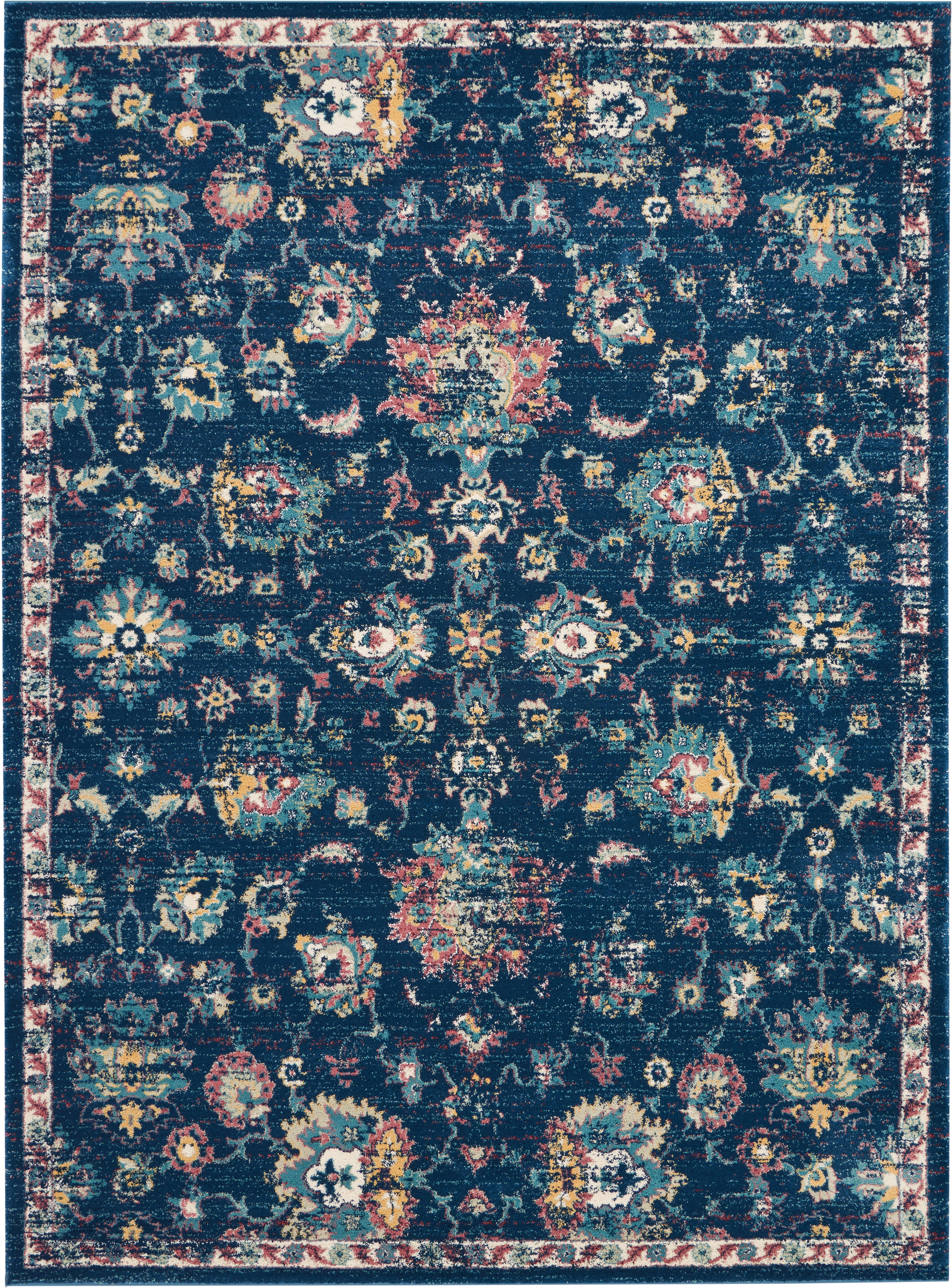 Nourison Home Nourison Fusion 7'10" x 10'6" Navy/Pink Persian Indoor Rug, , large