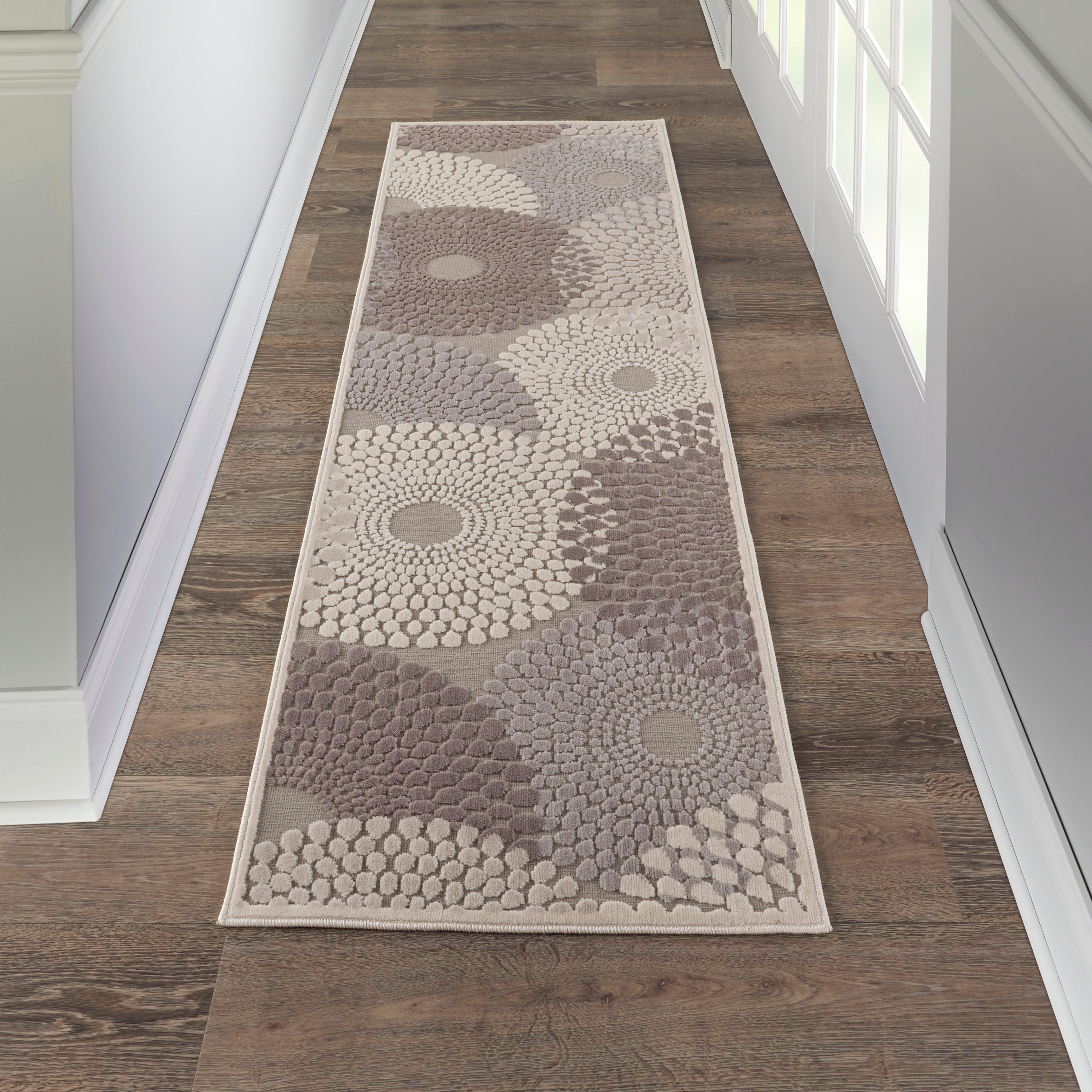 Nourison Home Graphic Illusions 2'3" x 8' Grey Mid-Century Modern Indoor Rug