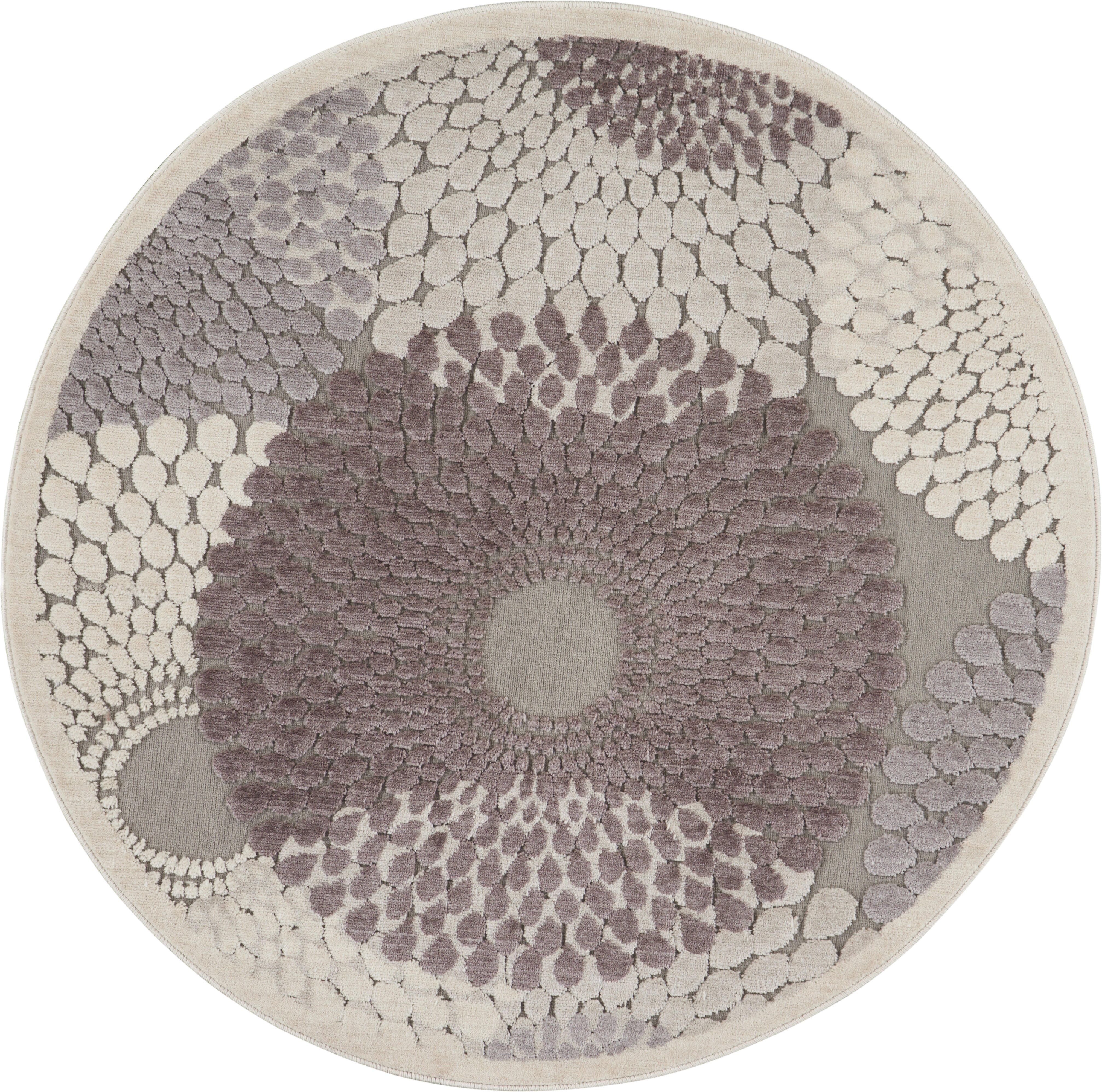 Nourison Home Nourison Graphic Illusions 5'3" x ROUND Grey Mid-Century Modern Indoor Rug, Gray, large