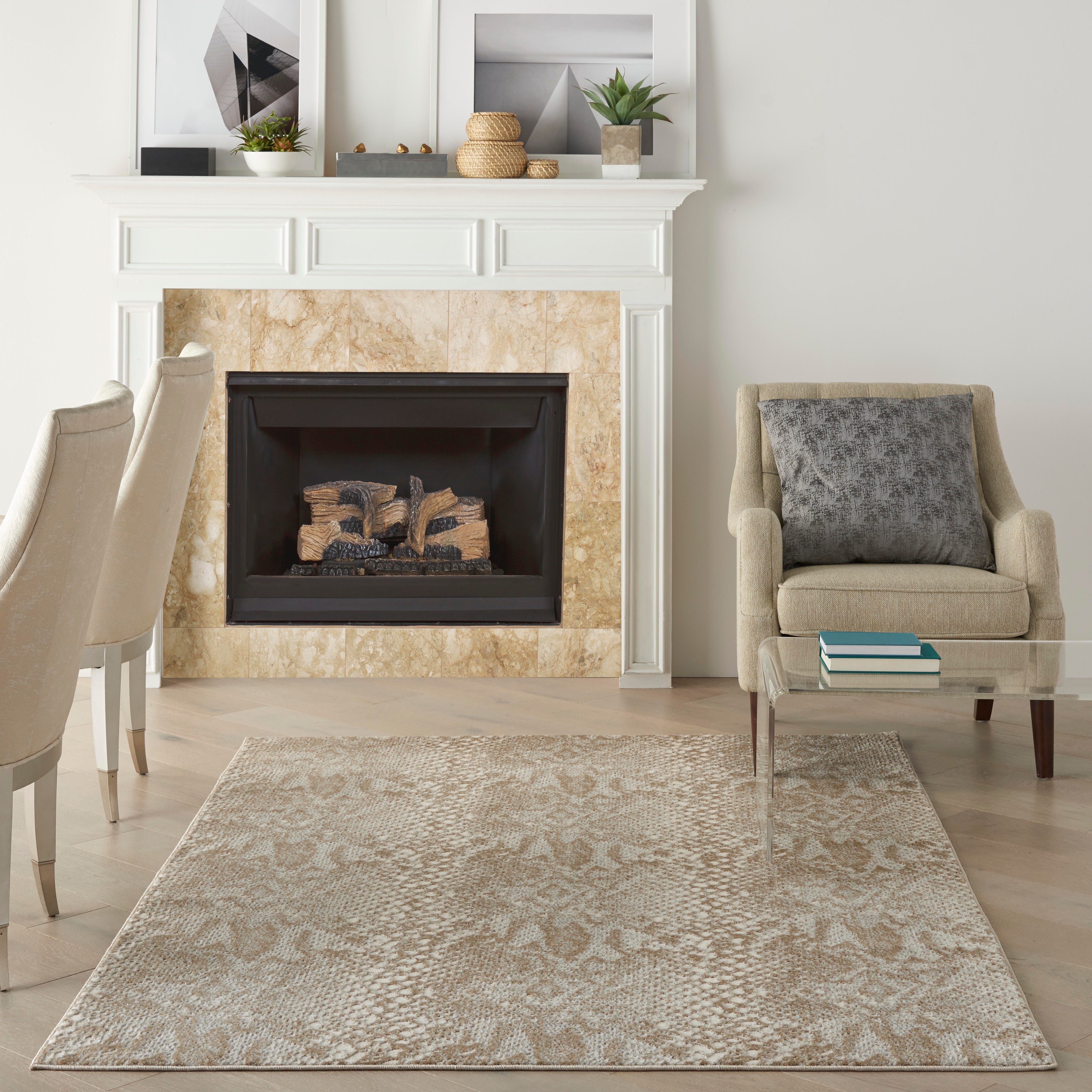 Nourison Home Nourison Solace 5'3" x 7'3" Ivory Beige Modern Indoor Rug, Ivory Beige, rollover
