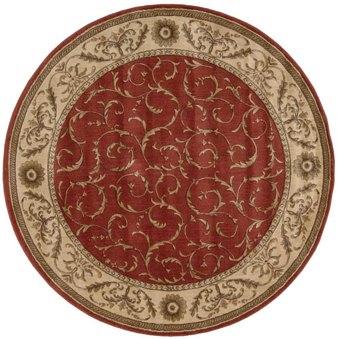 Nourison Home Nourison Somerset 5'6" x ROUND Red Traditional Indoor Rug, Red, large