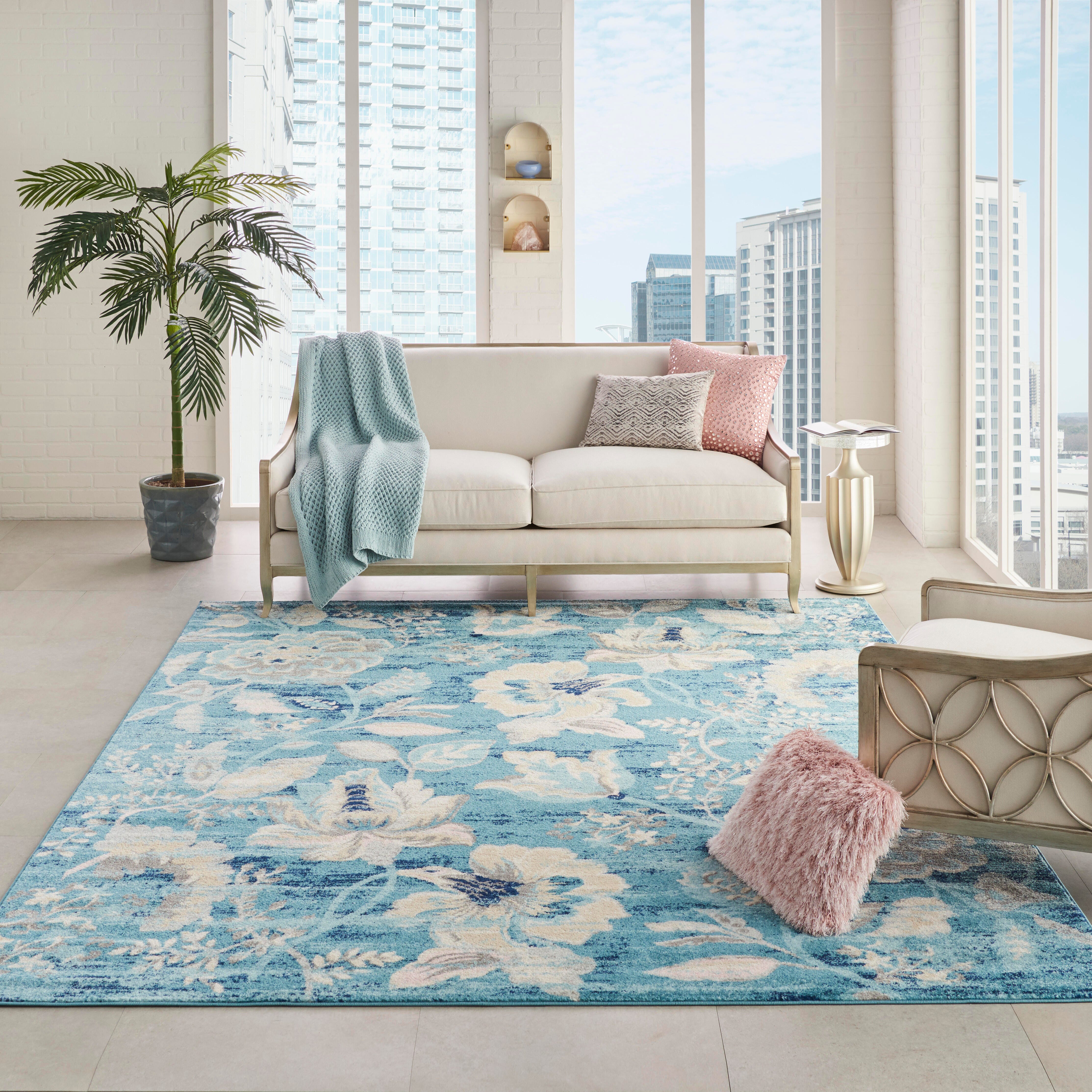 Nourison Nourison Tranquil 8' x 10' Turquoise Vintage Indoor Rug, Turquoise, rollover