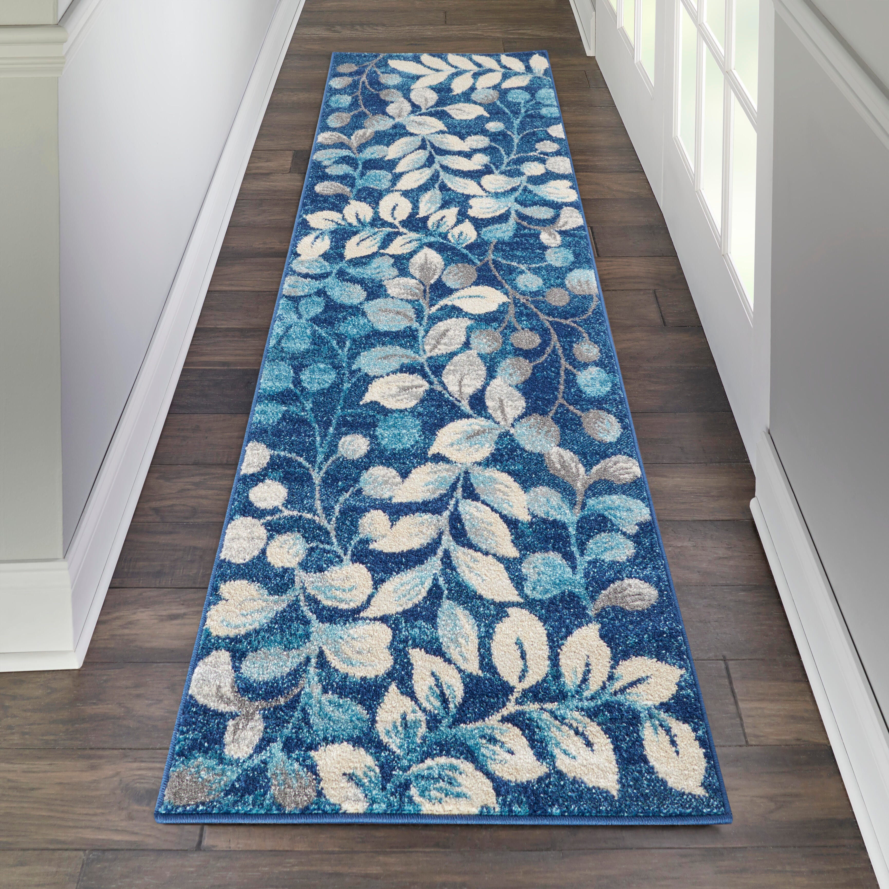 Nourison Nourison Tranquil 2'3" x 7'3" Navy Farmhouse Indoor Rug, Navy, rollover