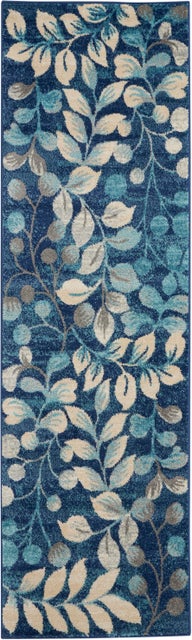 Nourison Tranquil Tra03 Navy Blue 7' Runner Hallway Rug