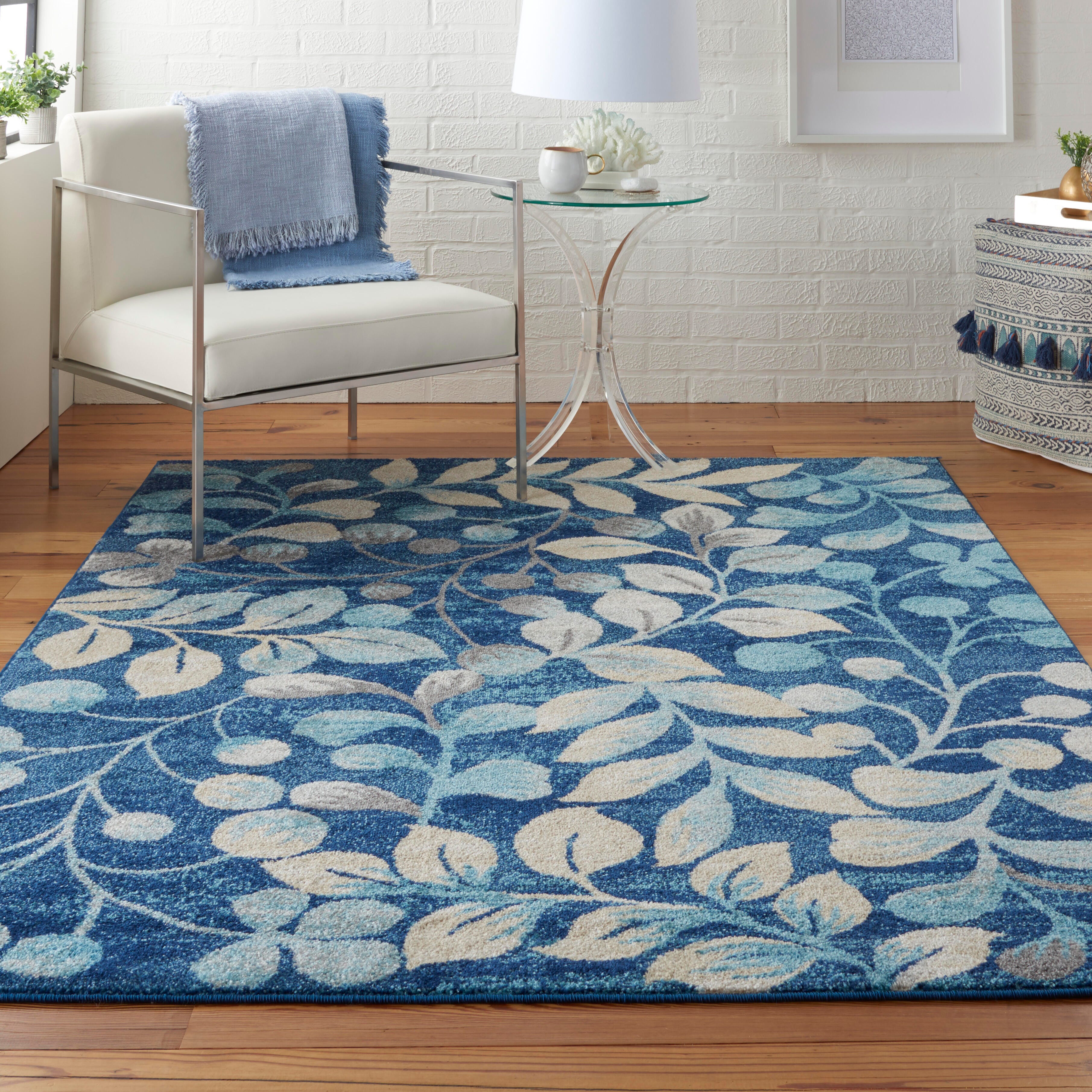 Nourison Nourison Tranquil 4' x 6' Navy Farmhouse Indoor Rug, Navy, rollover